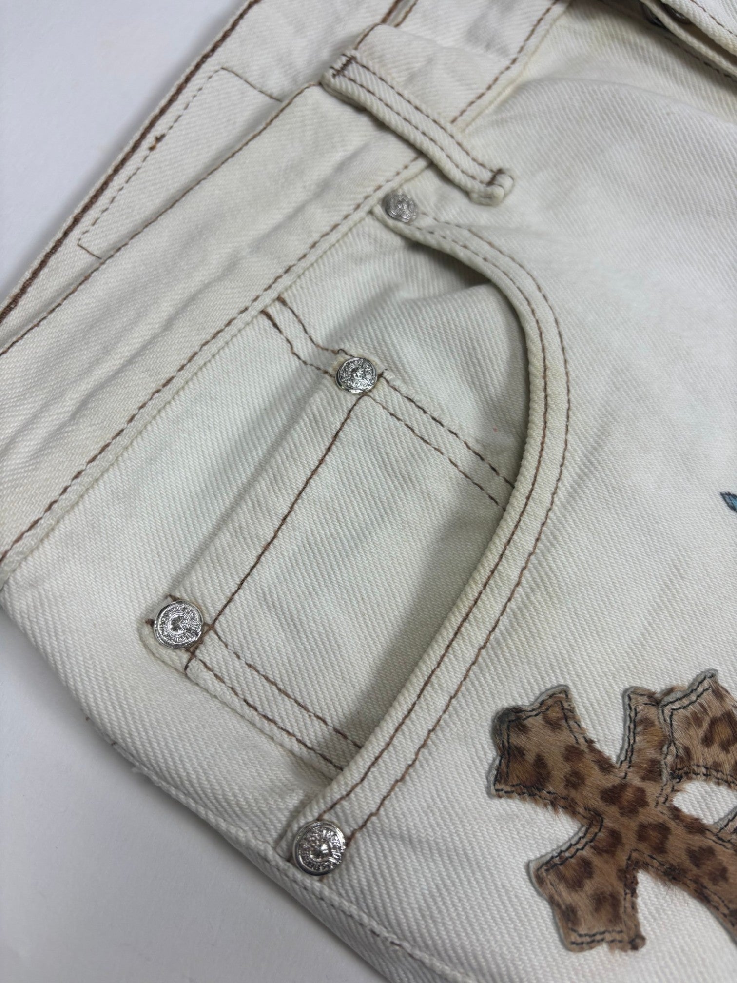 Chrome Hearts Matty Boy 1/1 Custom Painted Levi's Cross Patch Jeans