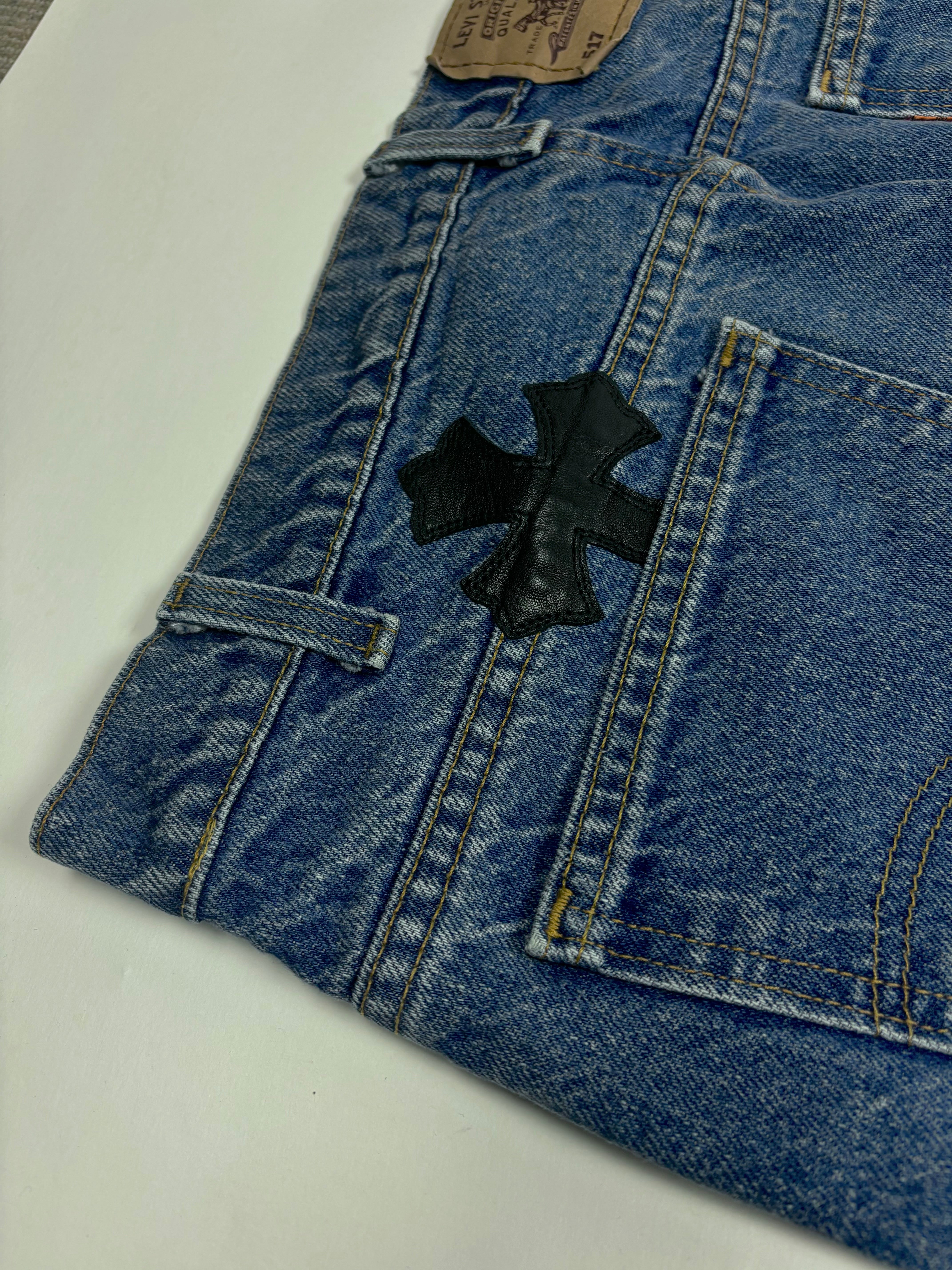 Chrome Hearts Blue 517 Cross Patch Levi's Denim Jeans