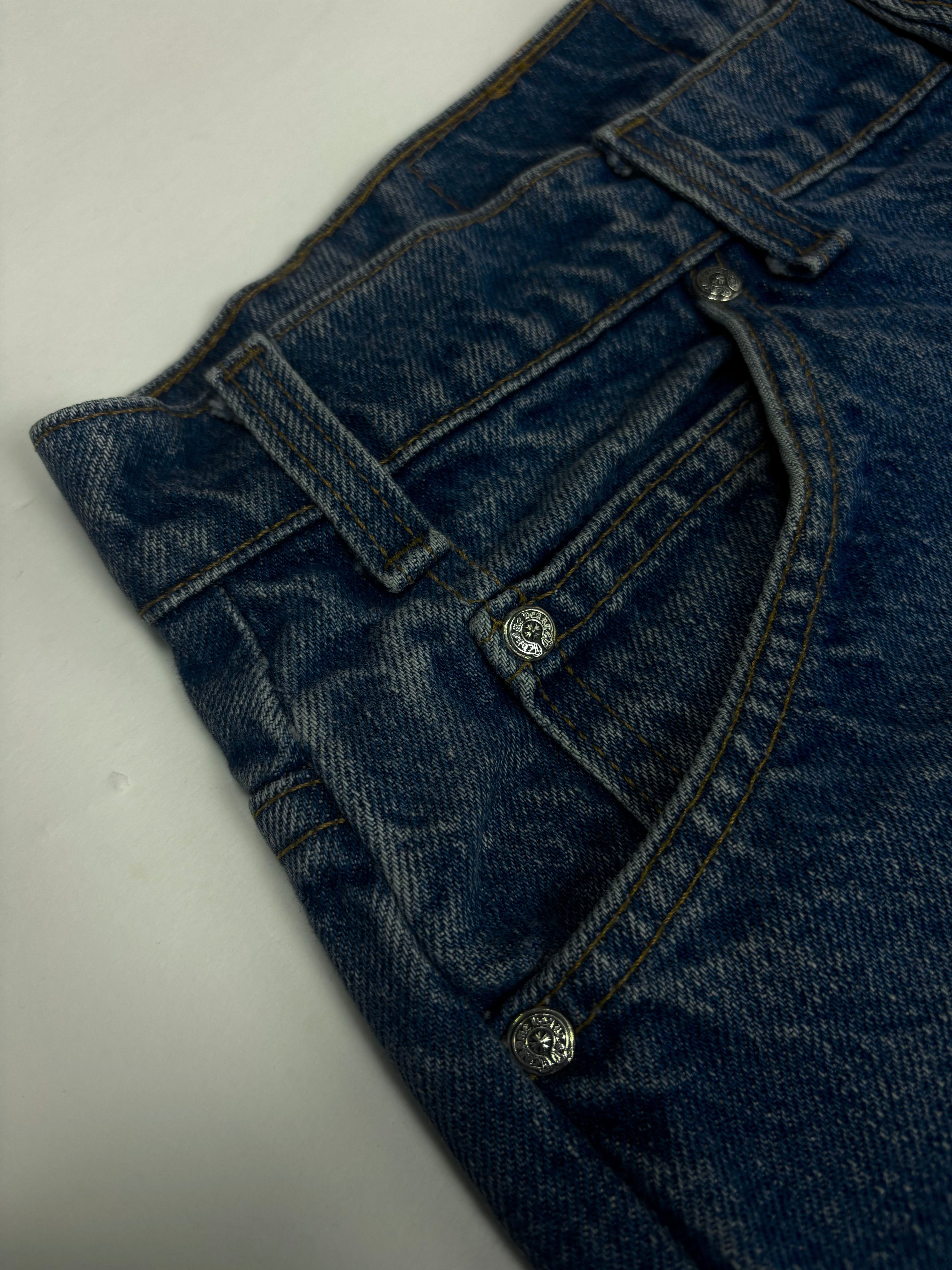 Chrome Hearts Blue 517 Cross Patch Levi's Denim Jeans