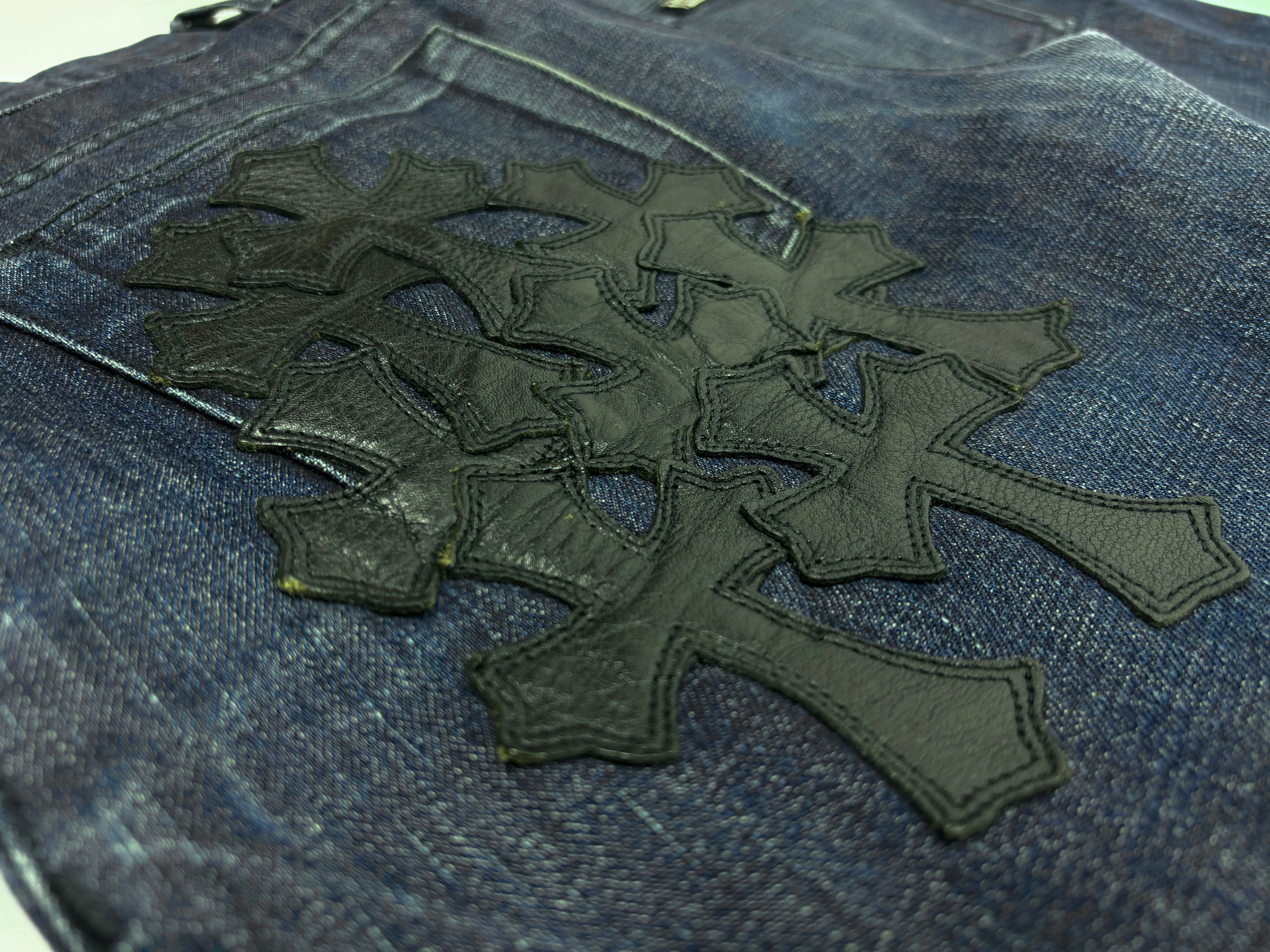 Chrome Hearts Flooded Black Cross Patch Denim Jeans