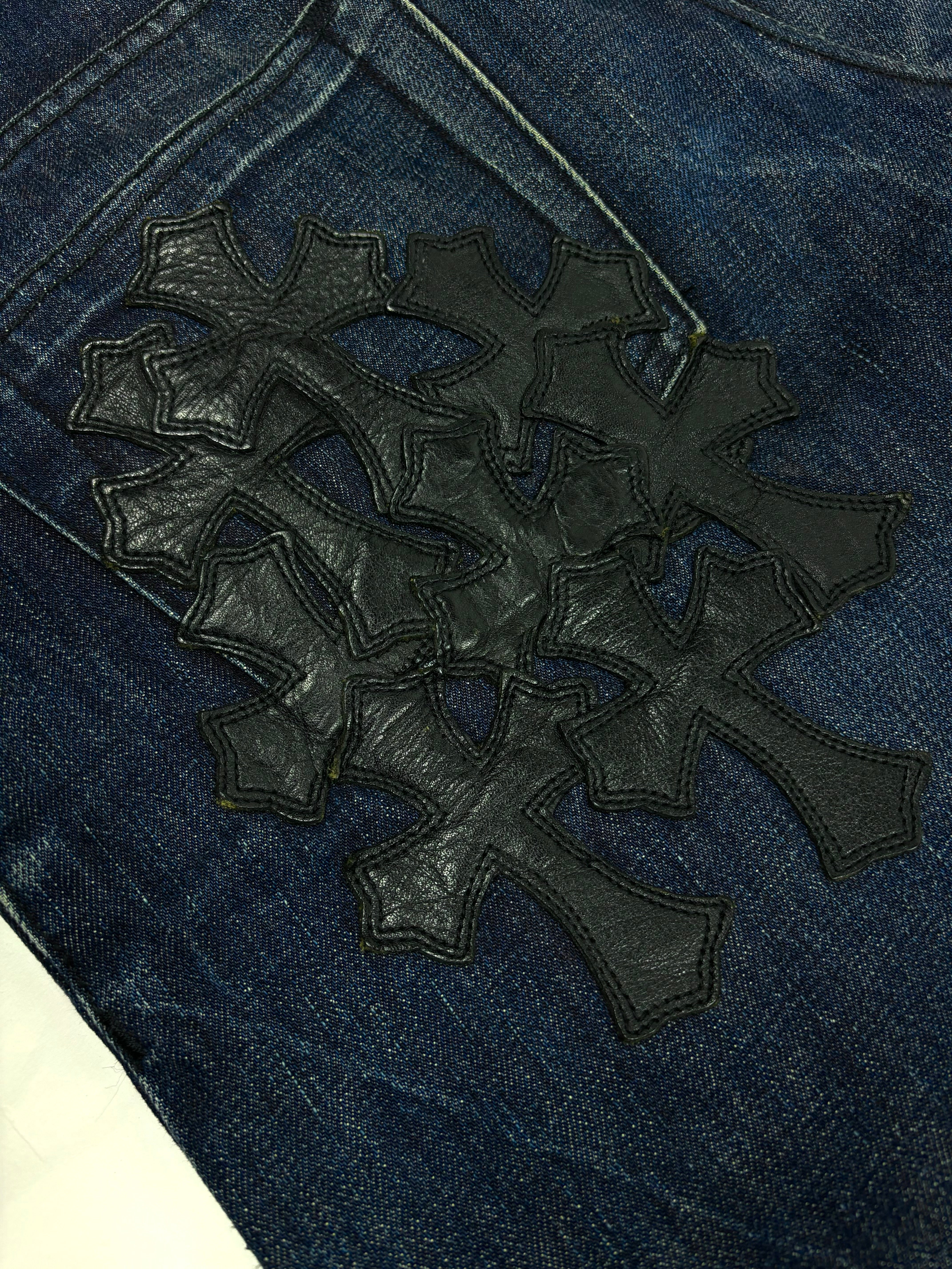 Chrome Hearts Flooded Black Cross Patch Denim Jeans