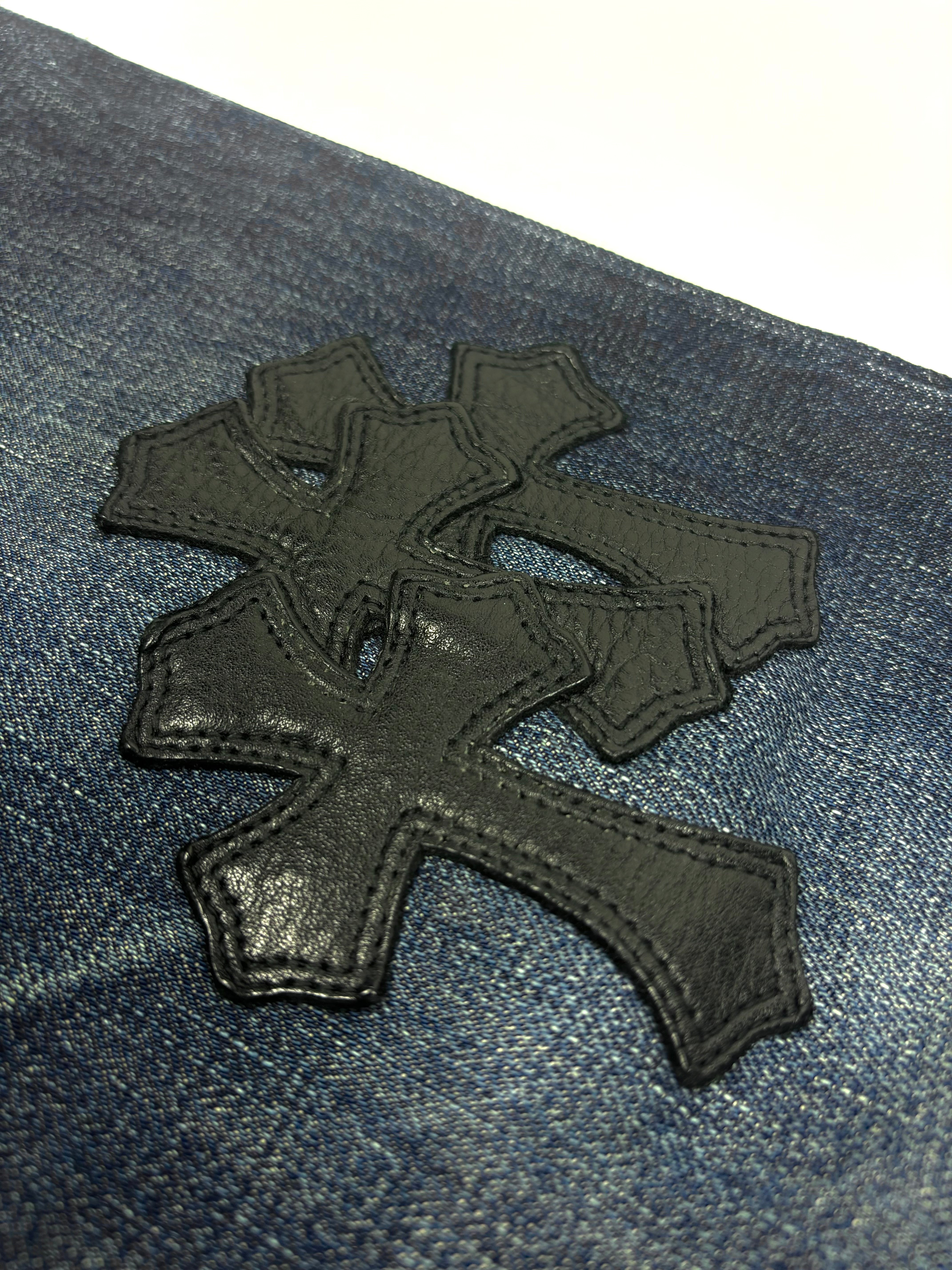 Chrome Hearts Flooded Black Cross Patch Denim Jeans