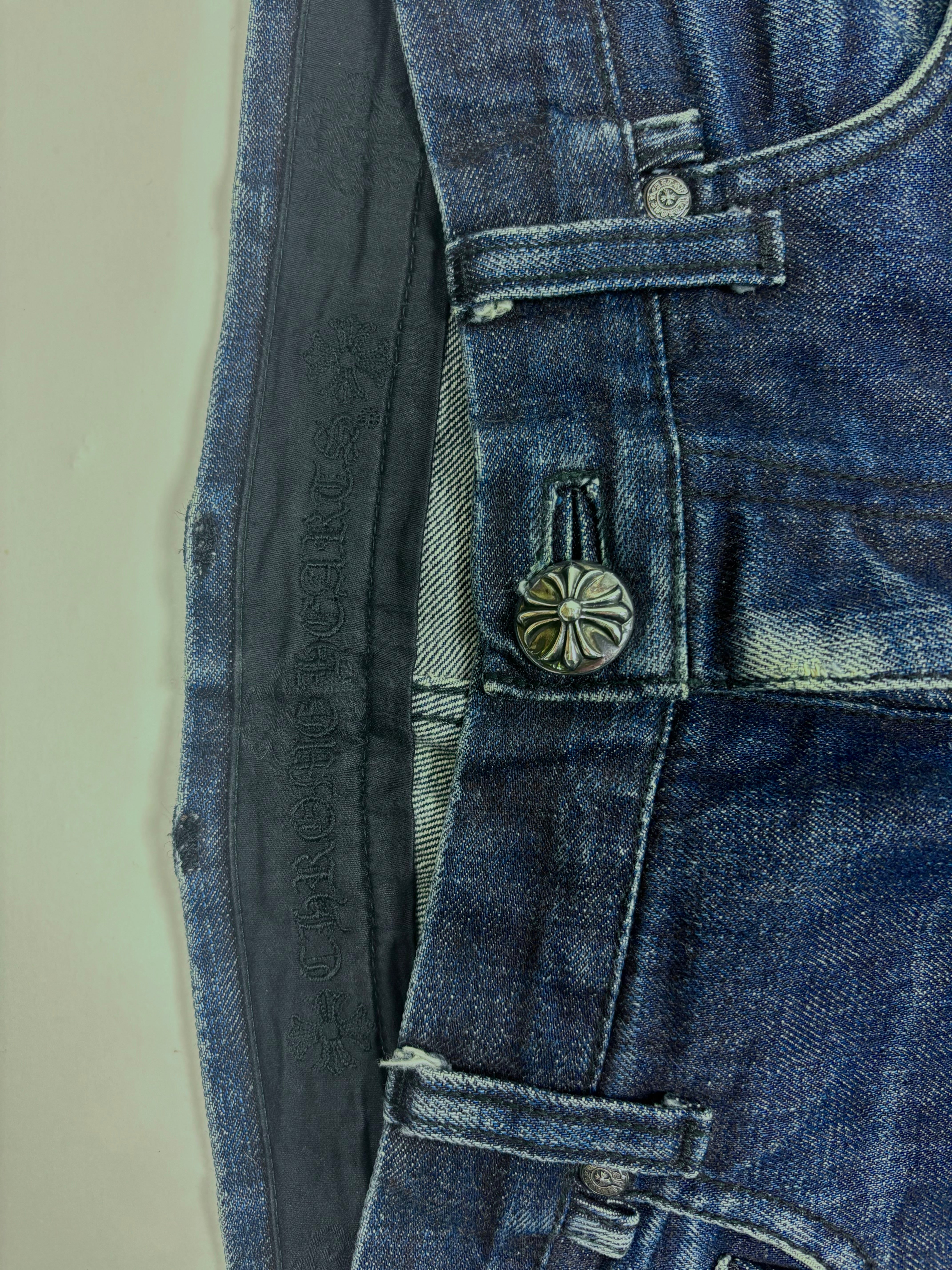 Chrome Hearts Flooded Black Cross Patch Denim Jeans