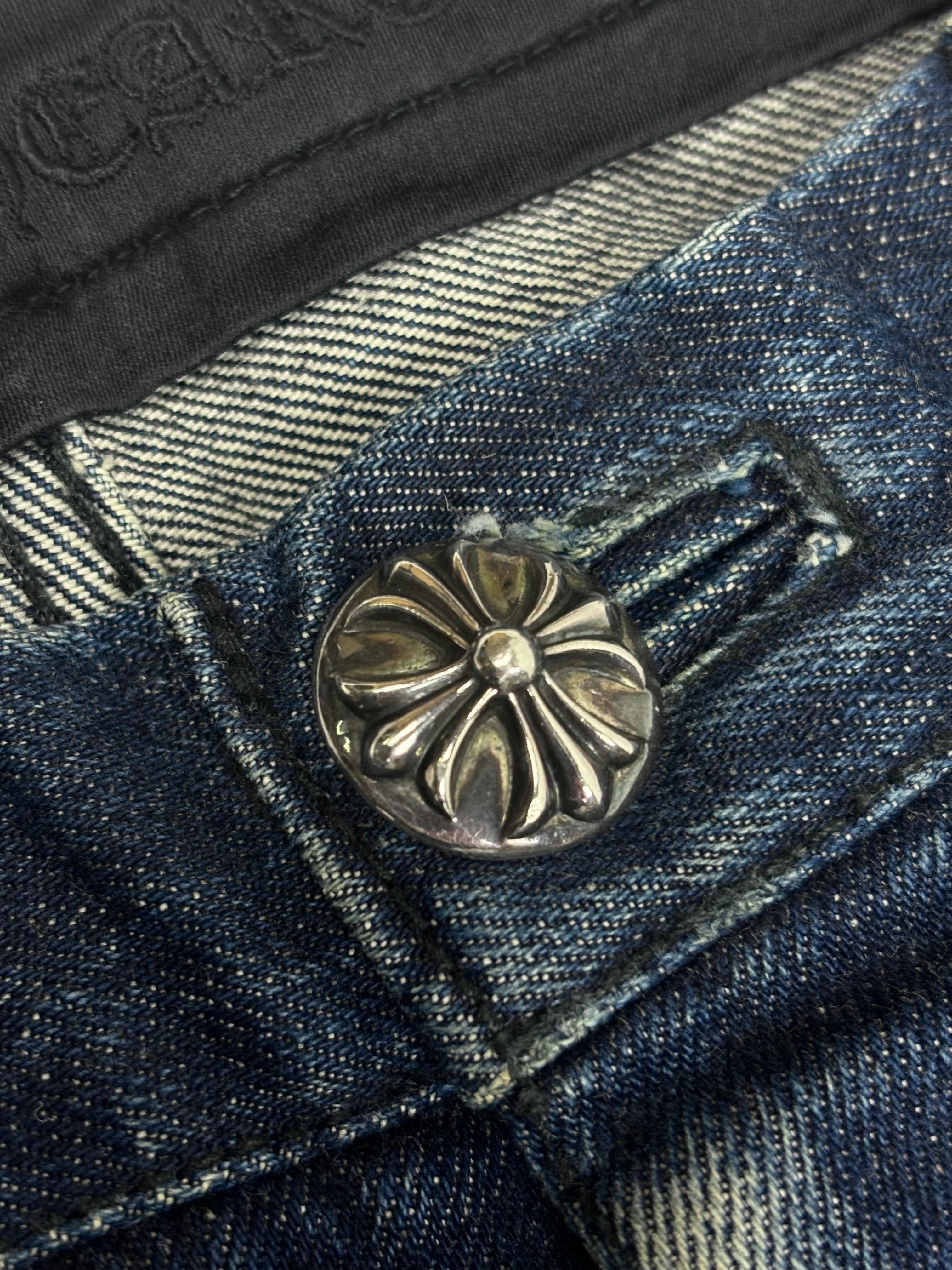 Chrome Hearts Flooded Black Cross Patch Denim Jeans