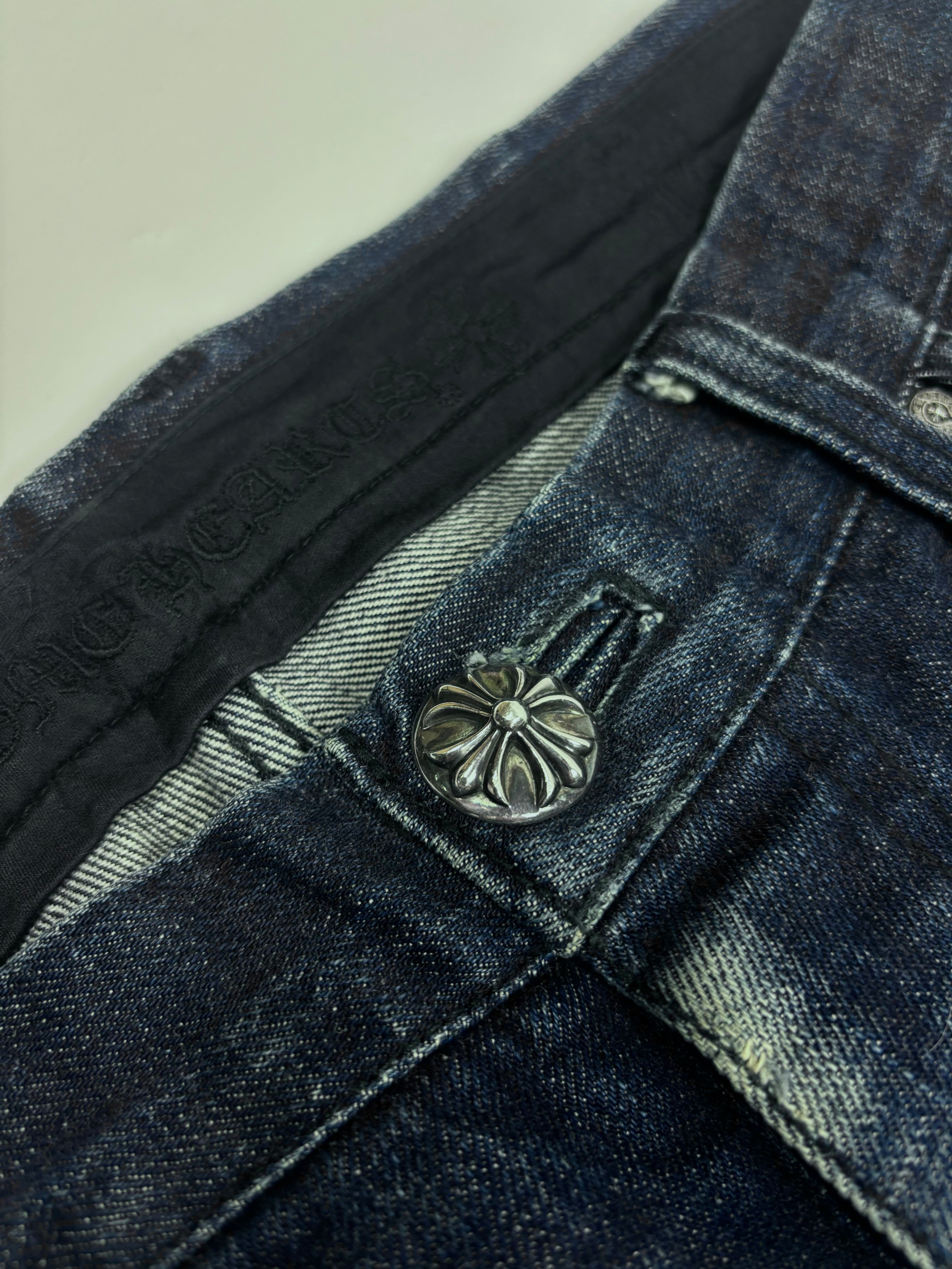 Chrome Hearts Flooded Black Cross Patch Denim Jeans