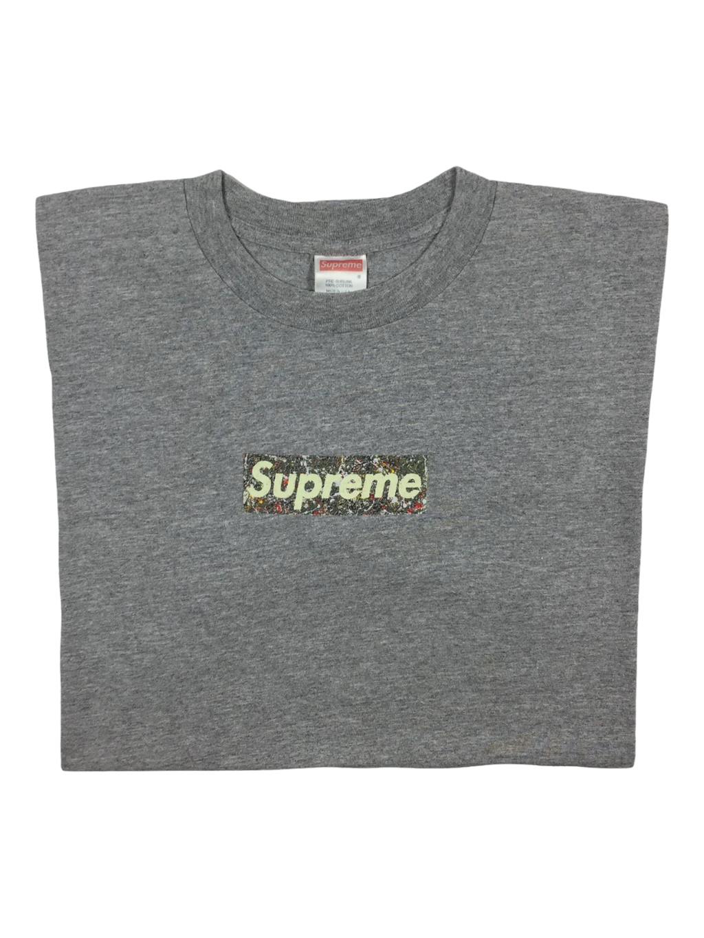 1999 Supreme Jackson Pollock Grey Box Logo Tee