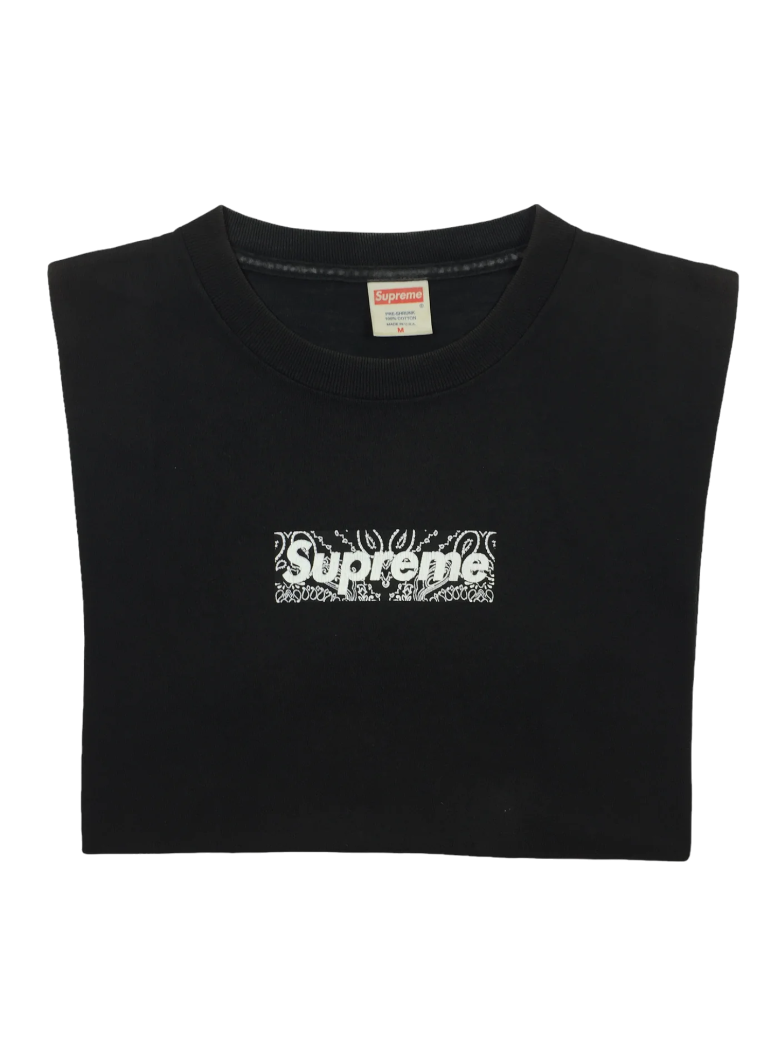 2001 Supreme Black Paisley Box Logo Tee