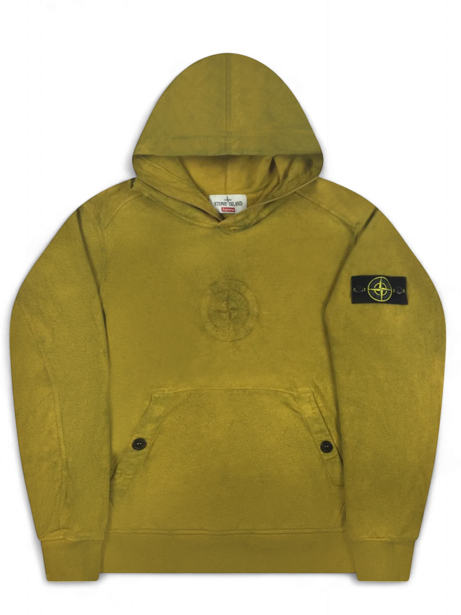 2019 Supreme x Stone Island Yellow Mustard Hoodie