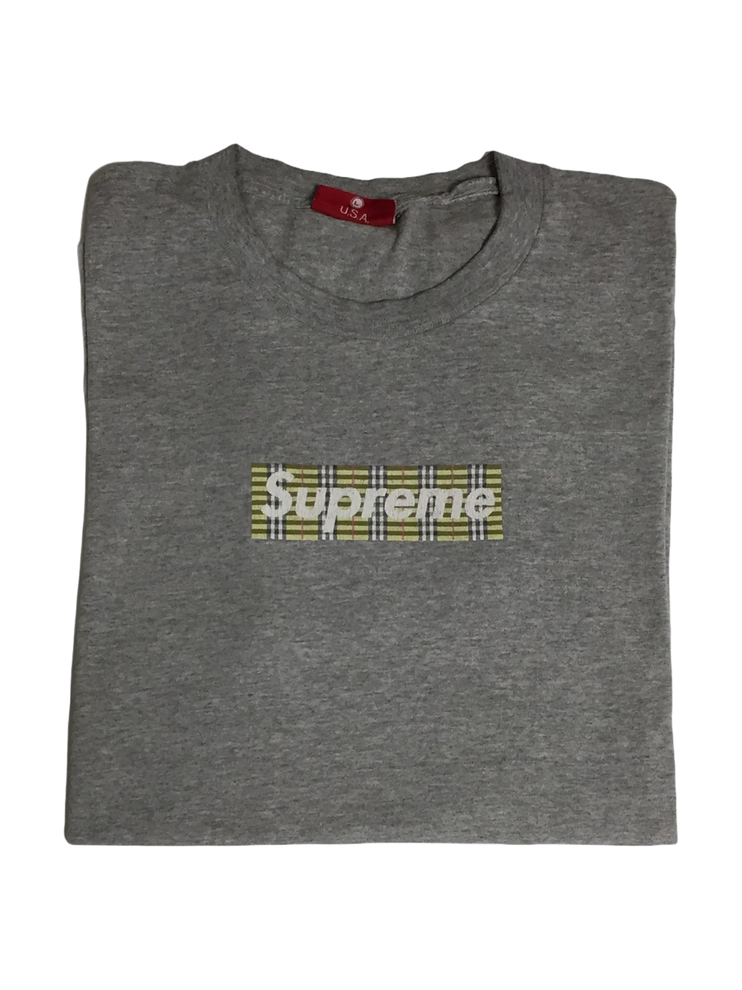 1997 Supreme Burberry Grey Box Logo Tee