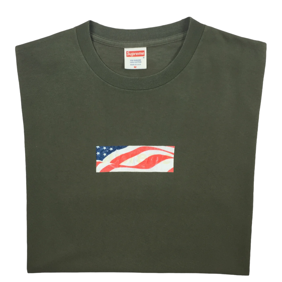 2002 Supreme 9/11 Olive Box Logo Tee