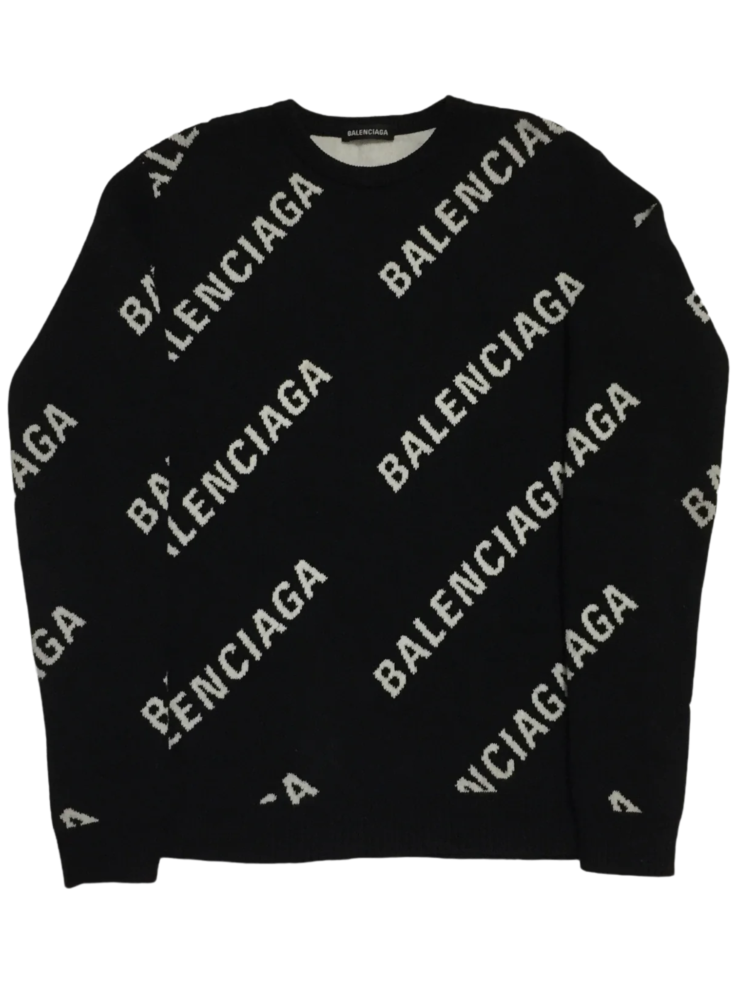 Balenciaga Black Knit Logo Crewneck