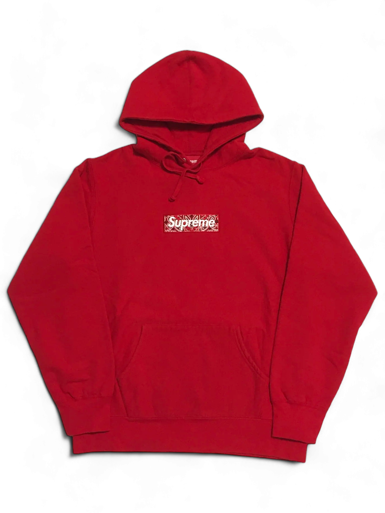 2019 Supreme Red Bandana Paisley Box Logo Hoodie