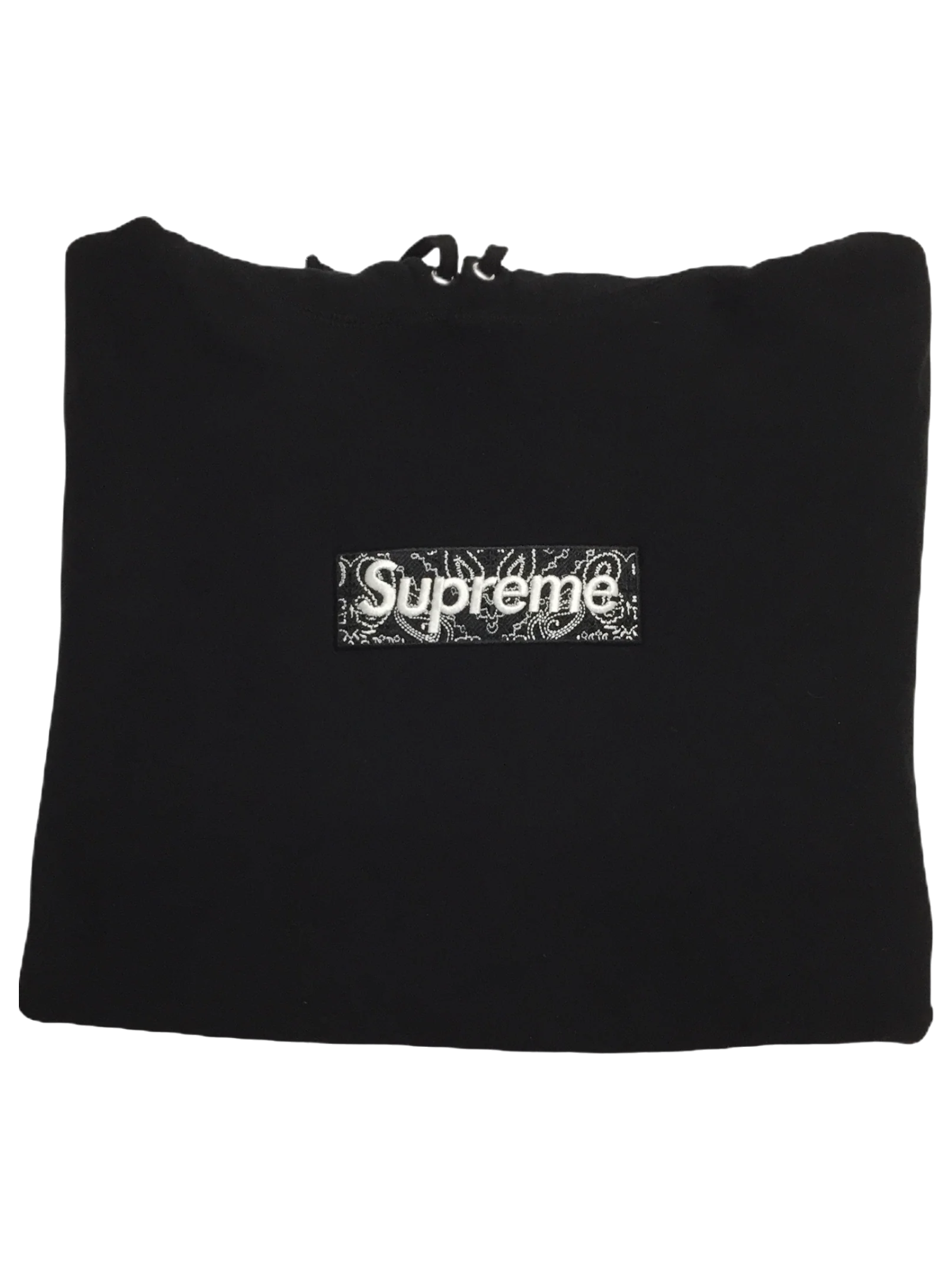 2019 Supreme Black Bandana Paisley Box Logo Hoodie