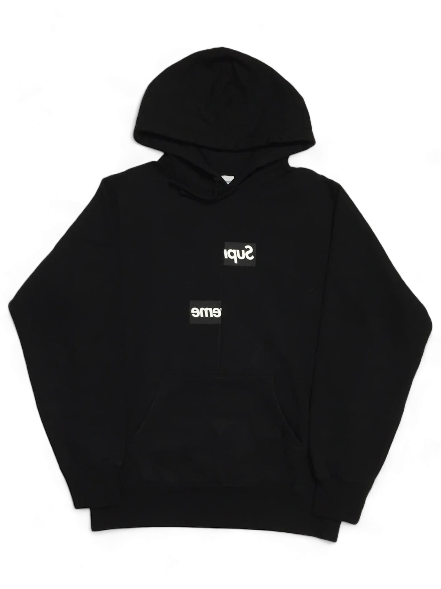 2018 Supreme x CDG Black Split Box Logo Hoodie