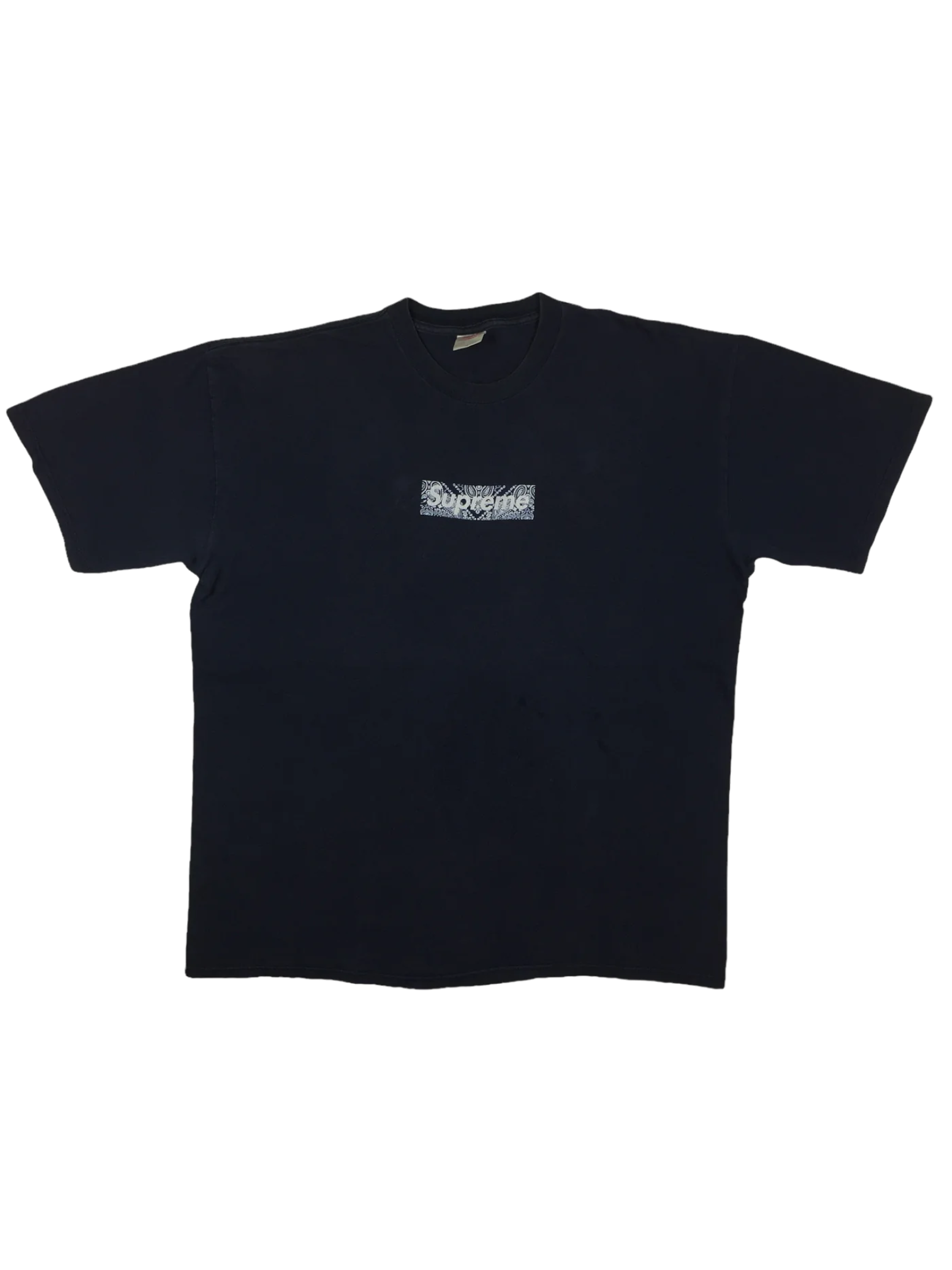 2001 Supreme Navy Paisley Box Logo Tee