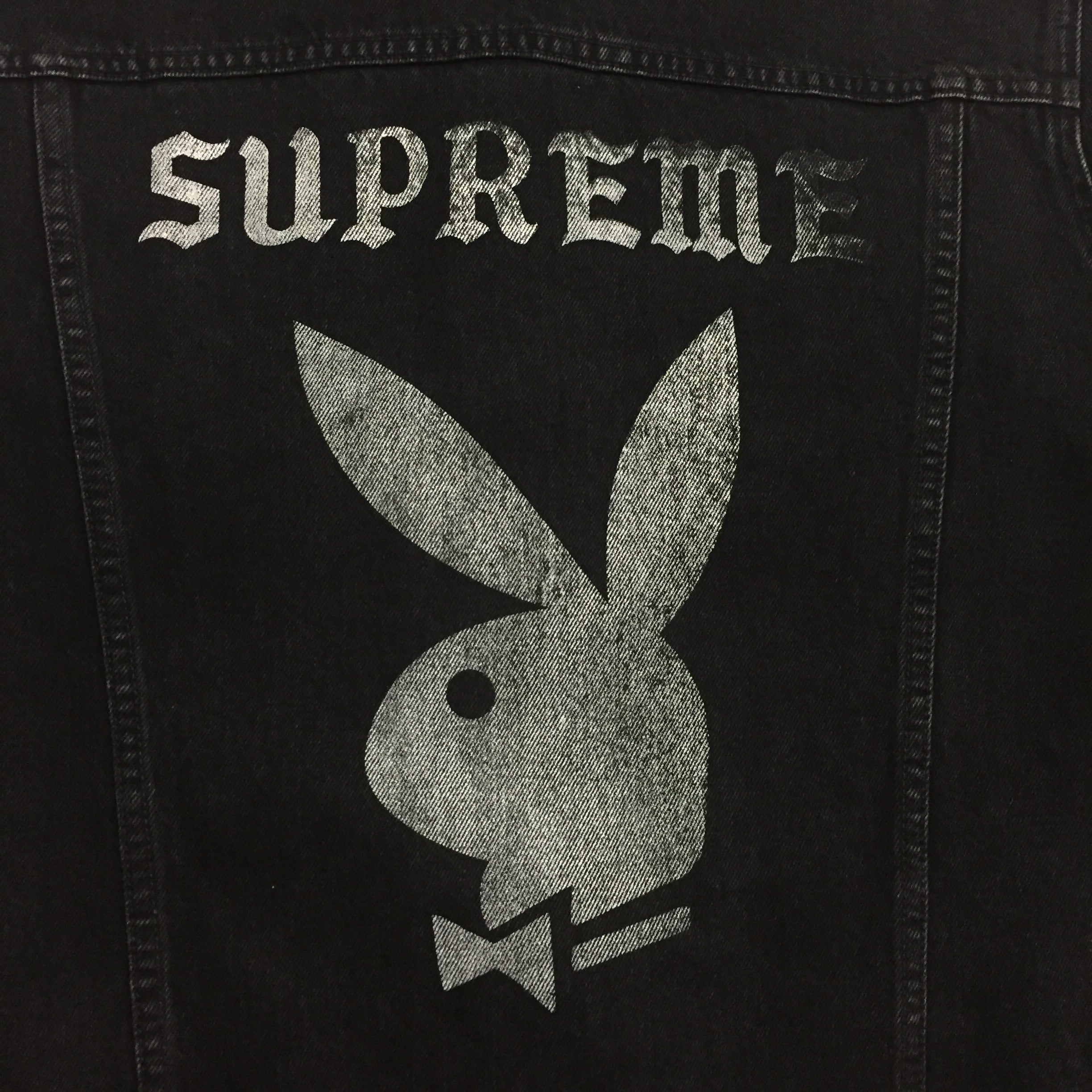 2014 Supreme x Playboy Black Denim Jacket