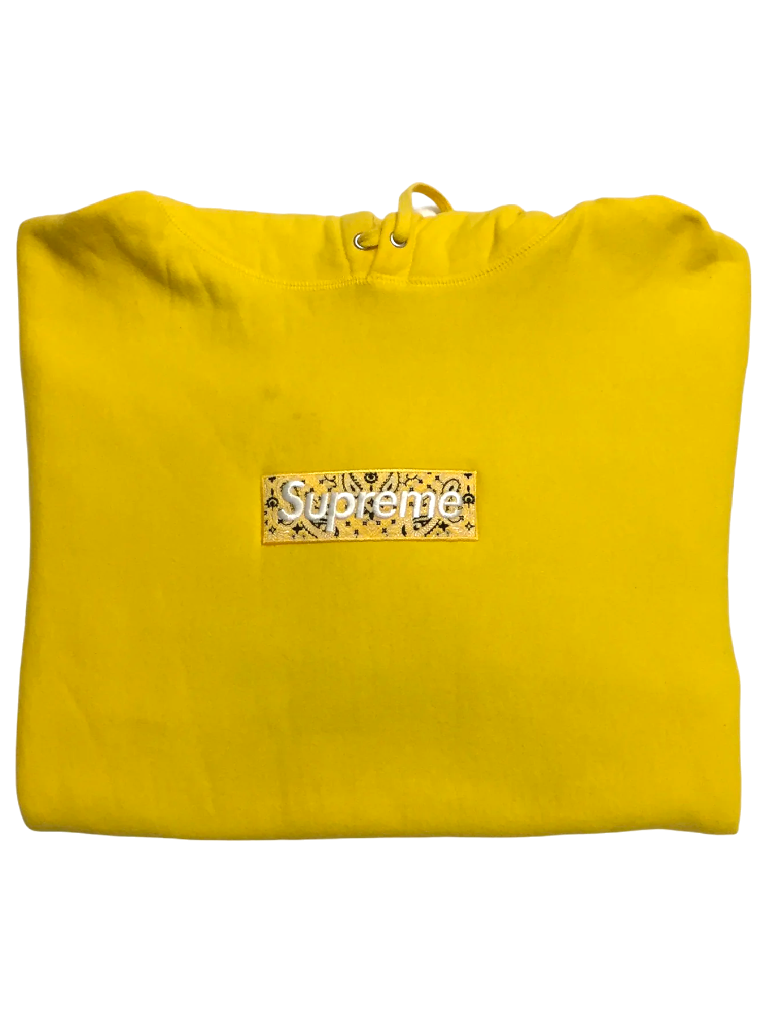 2019 Supreme Yellow Bandana Paisley Box Logo Hoodie