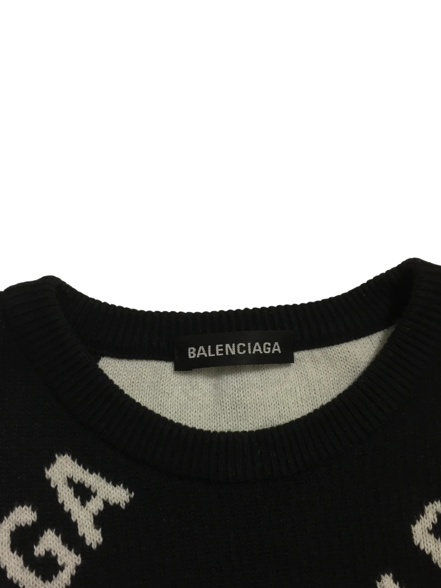 Balenciaga Black Knit Logo Crewneck