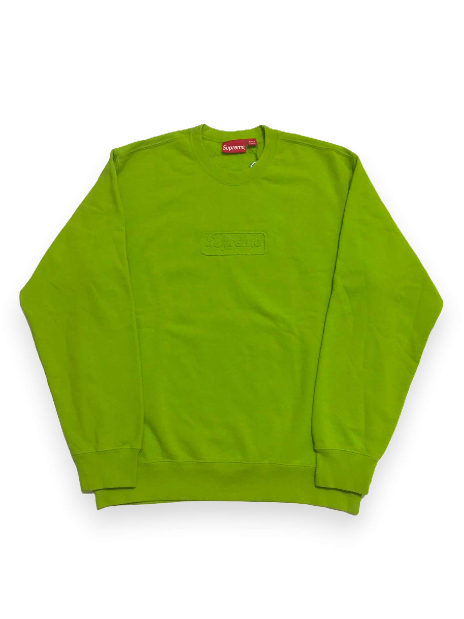 2020 Supreme Lime Green Cutout Logo Crewneck