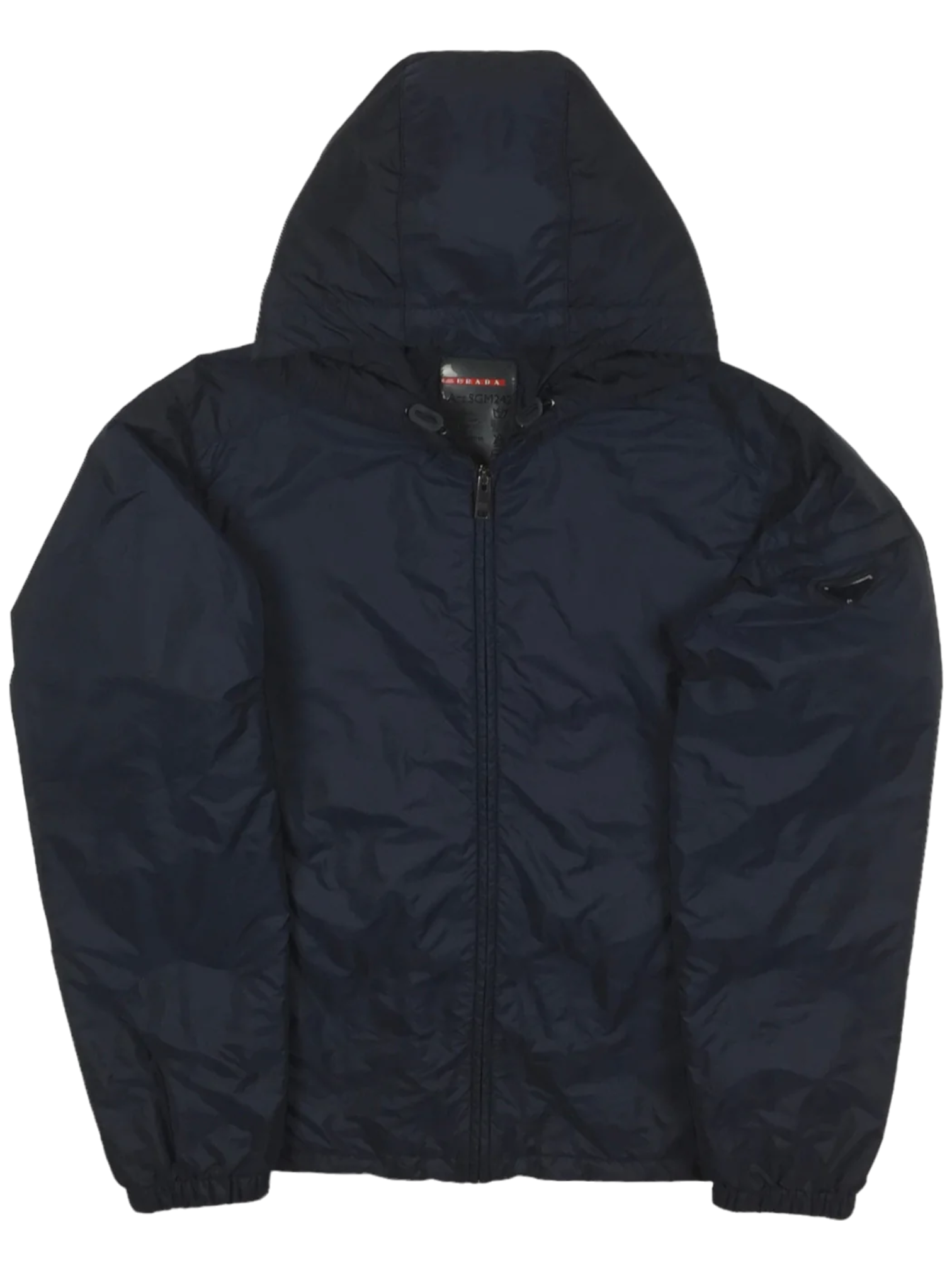 Prada Navy Nylon Padded Hooded Jacket
