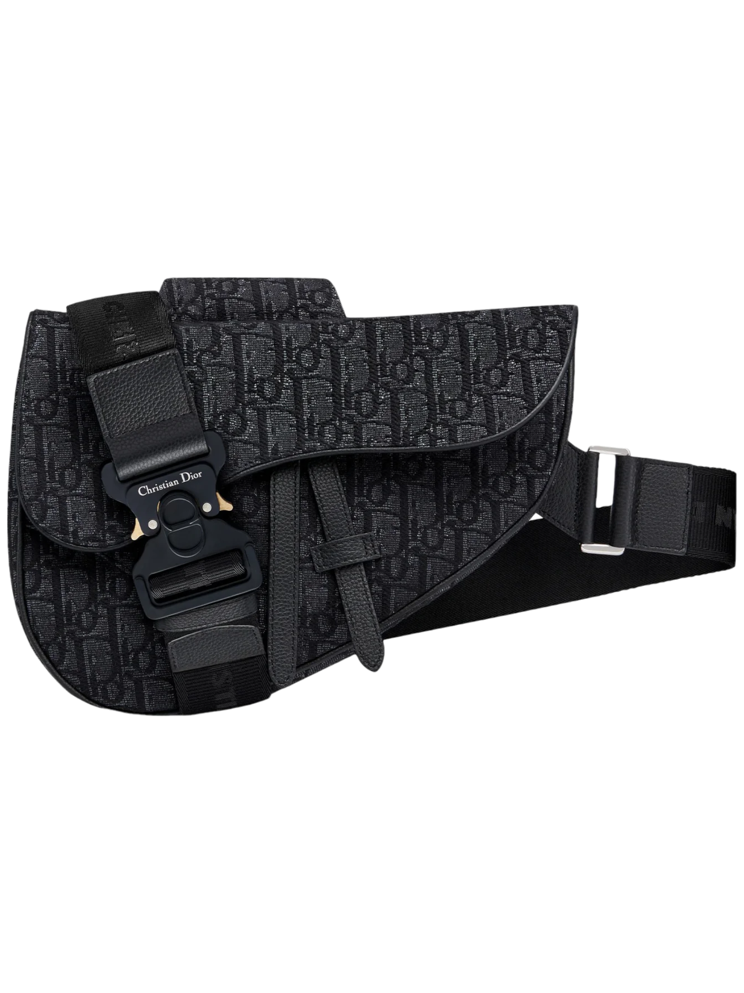 Dior Black Oblique Jacquard Saddle Bag