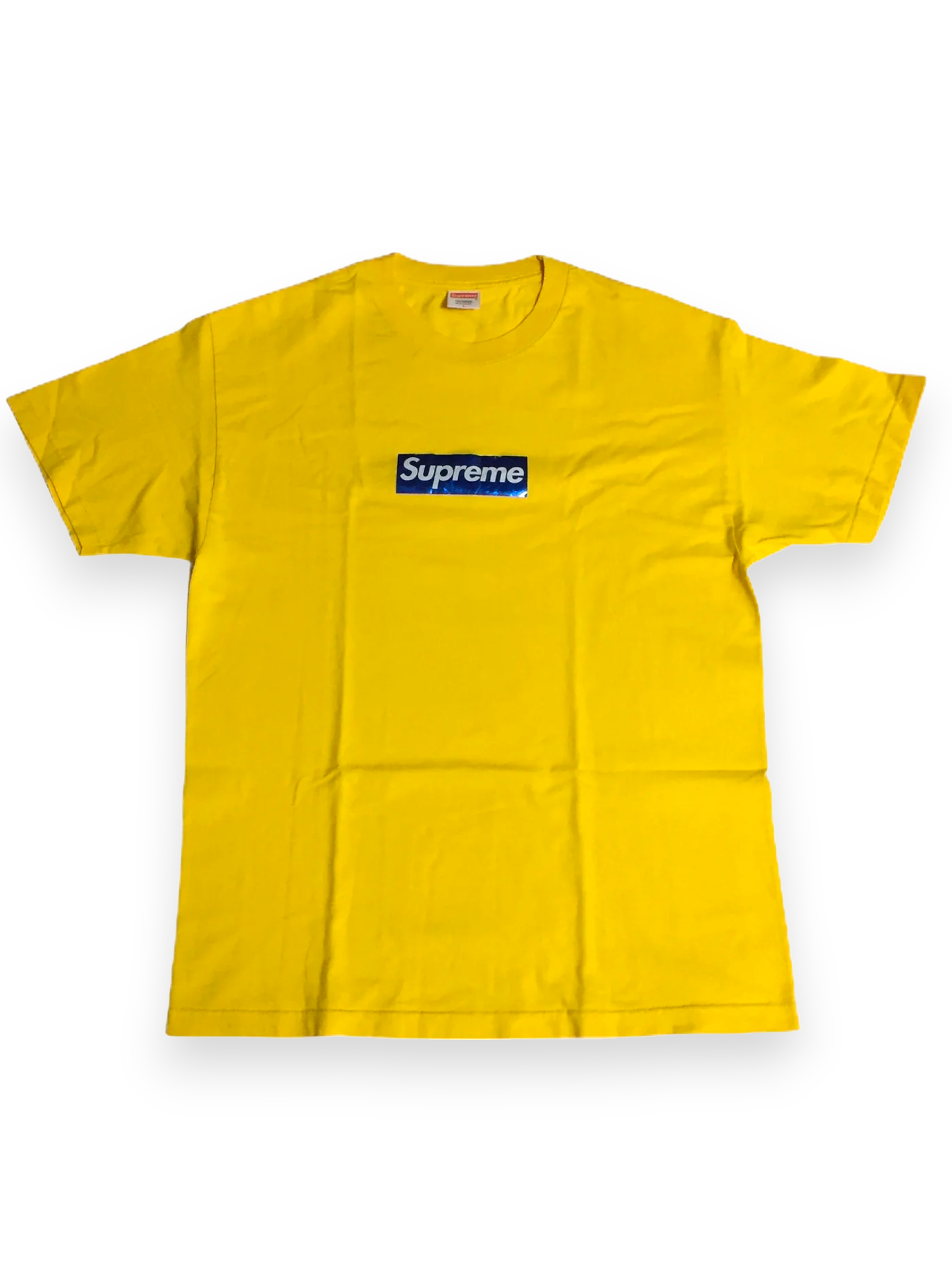 2006 Supreme Holographic Yellow Blue Box Logo Tee