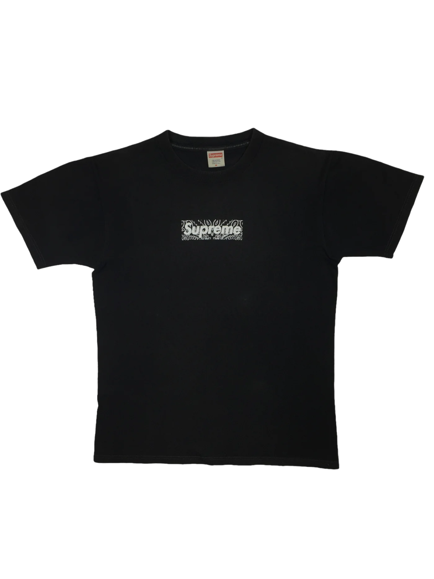 2001 Supreme Black Paisley Box Logo Tee