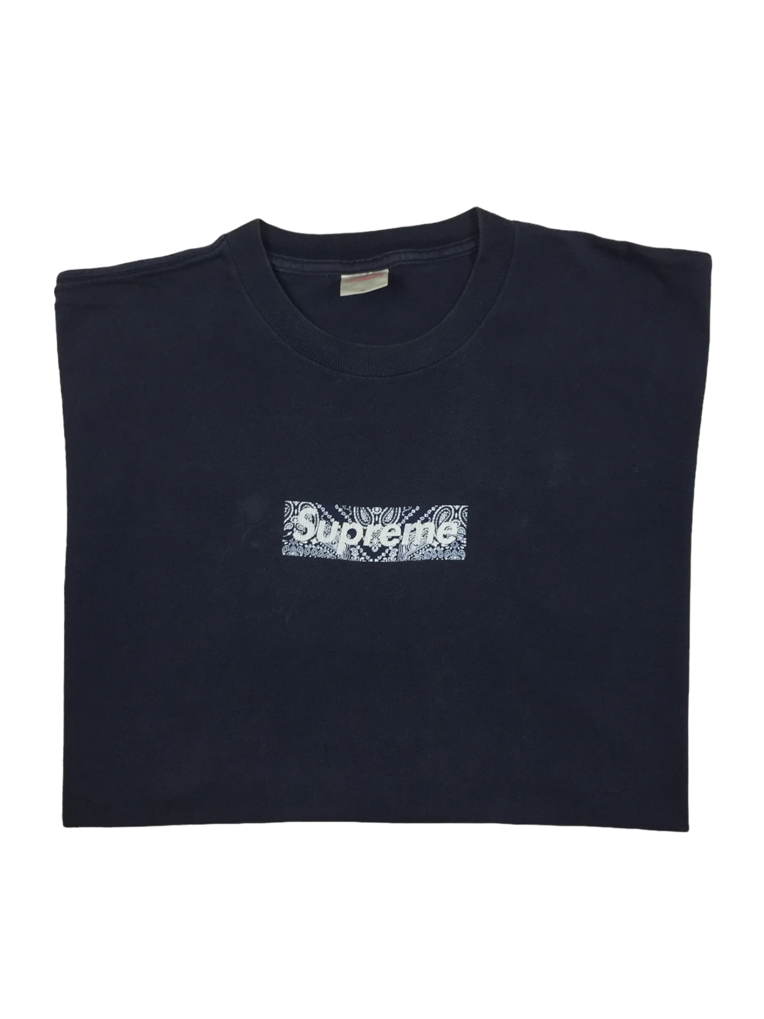 2001 Supreme Navy Paisley Box Logo Tee