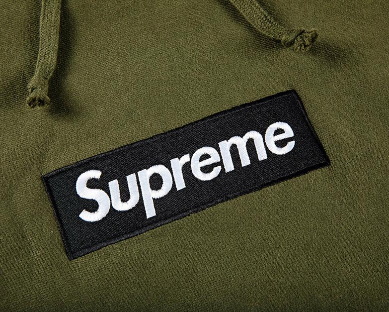 2011 Supreme Unreleased Olive Sample Box Logo Hoodie