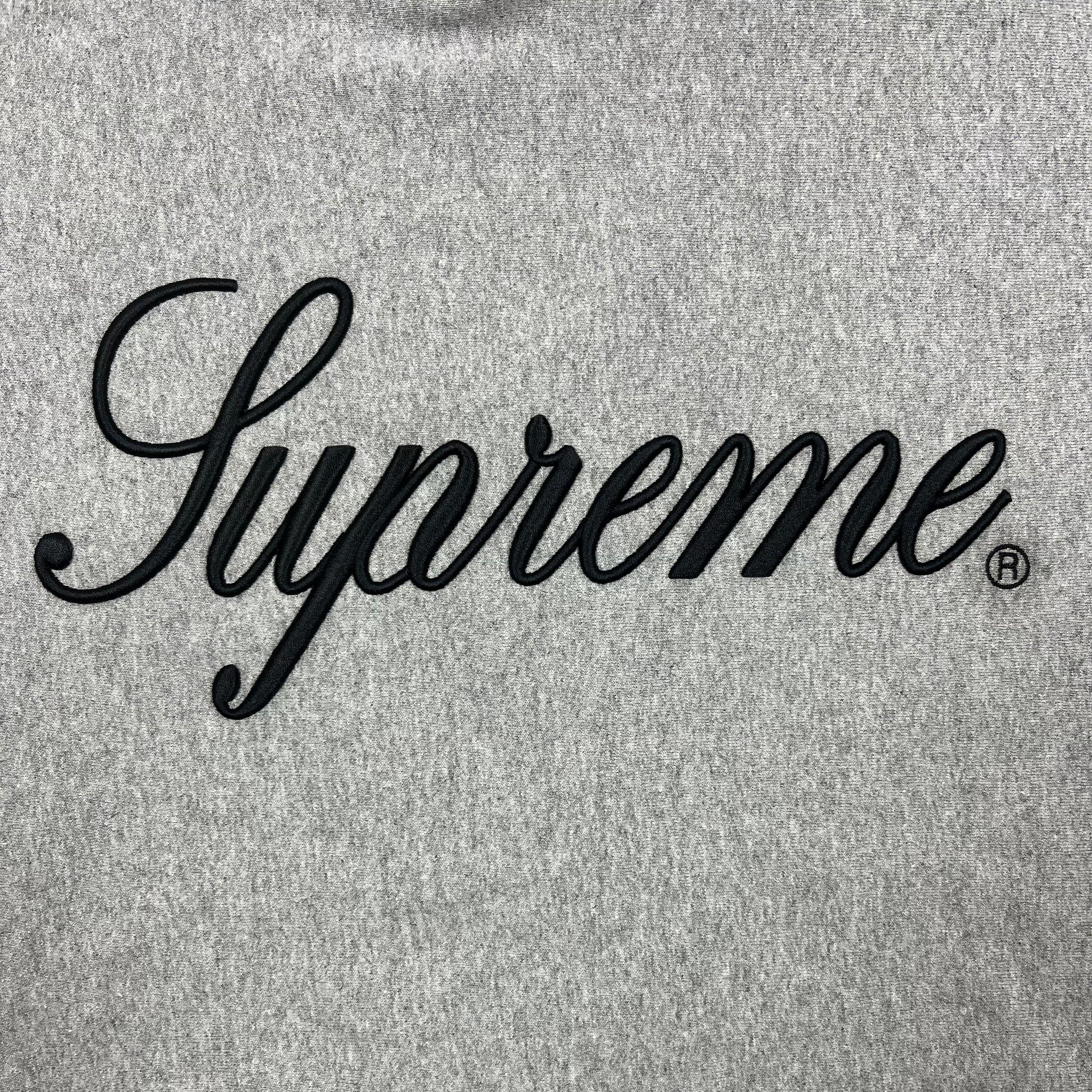 Supreme Grey Script Logo Hoodie