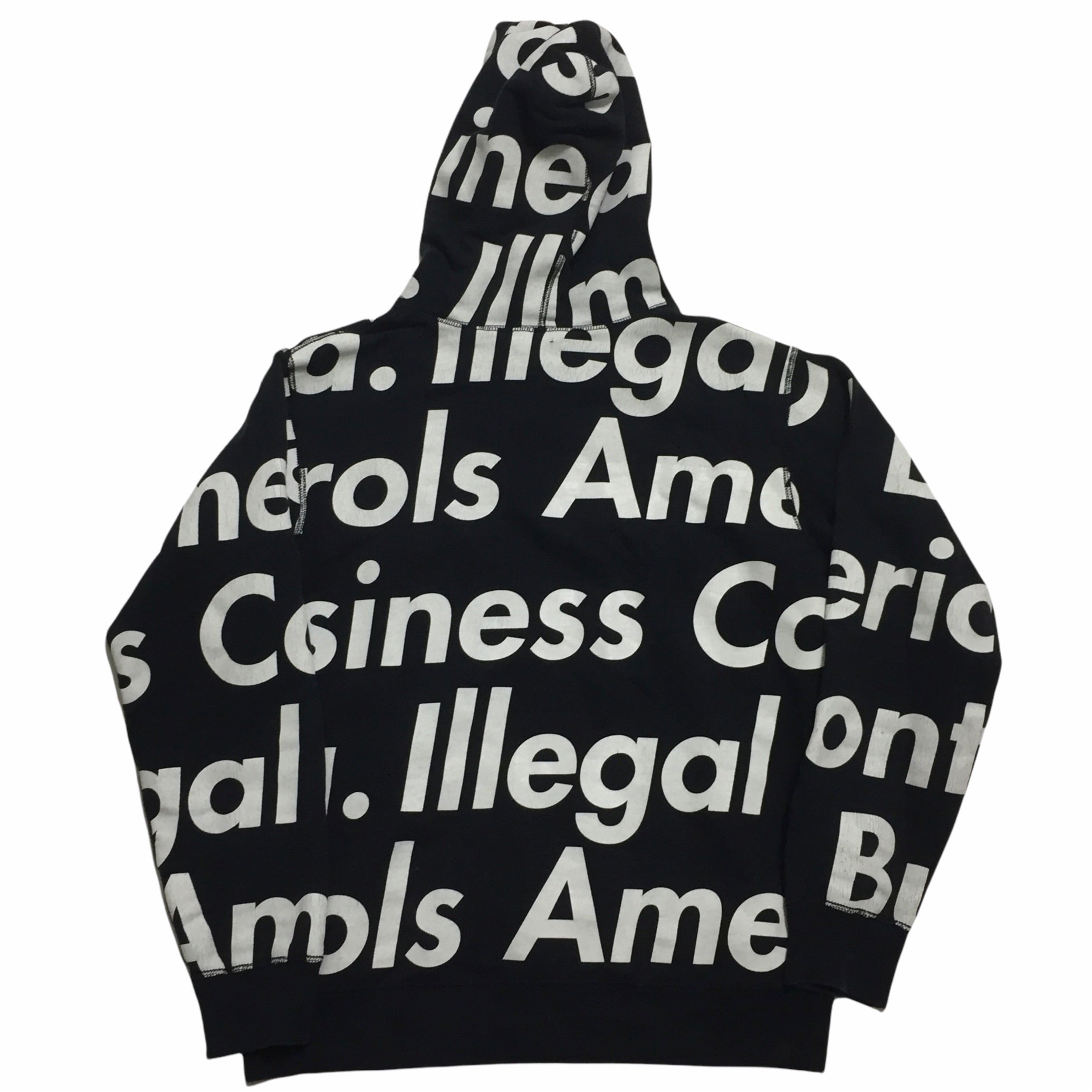 2007 Supreme Illegal Business Controls America Black Zip Up Hoodie