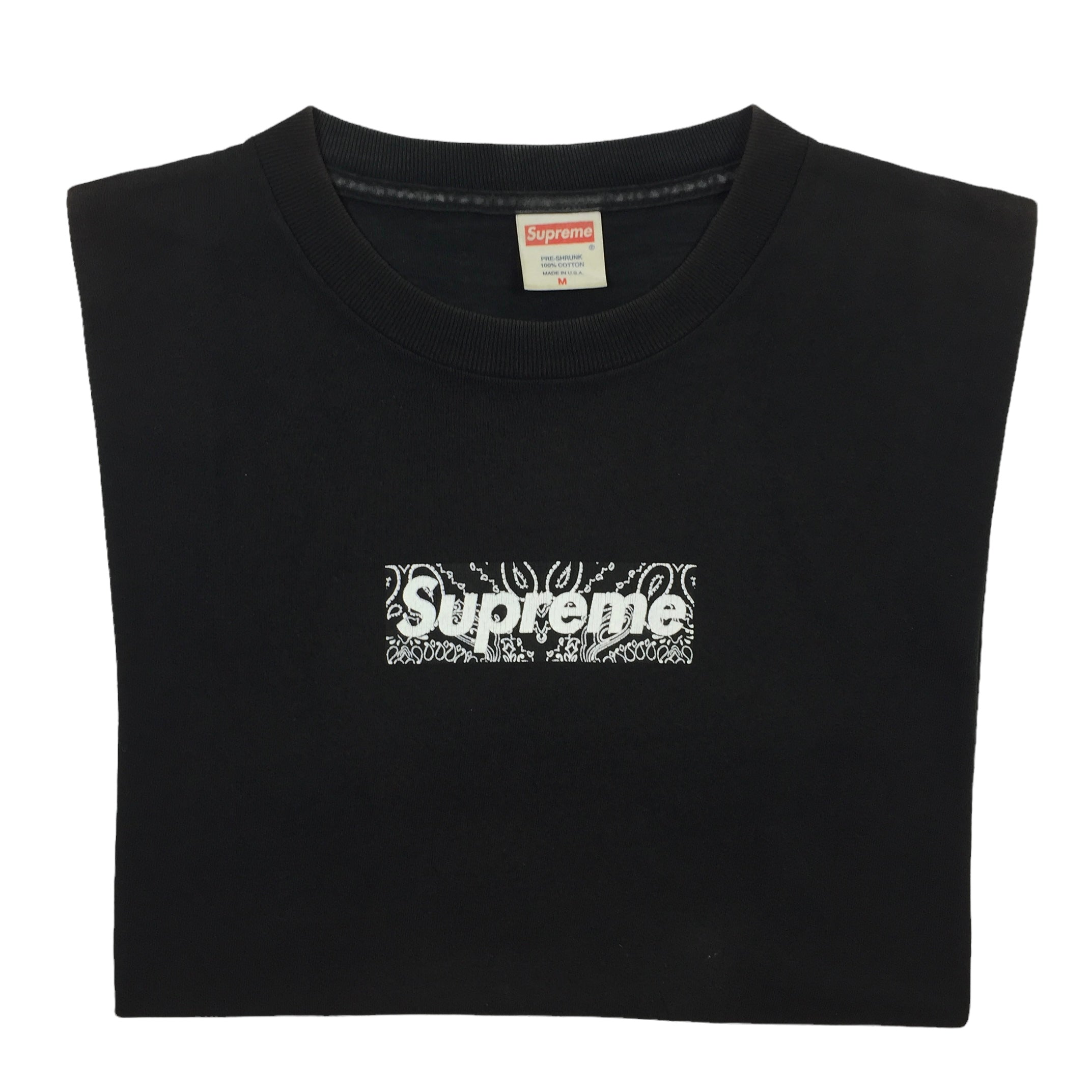 2001 Supreme Black Paisley Box Logo Tee
