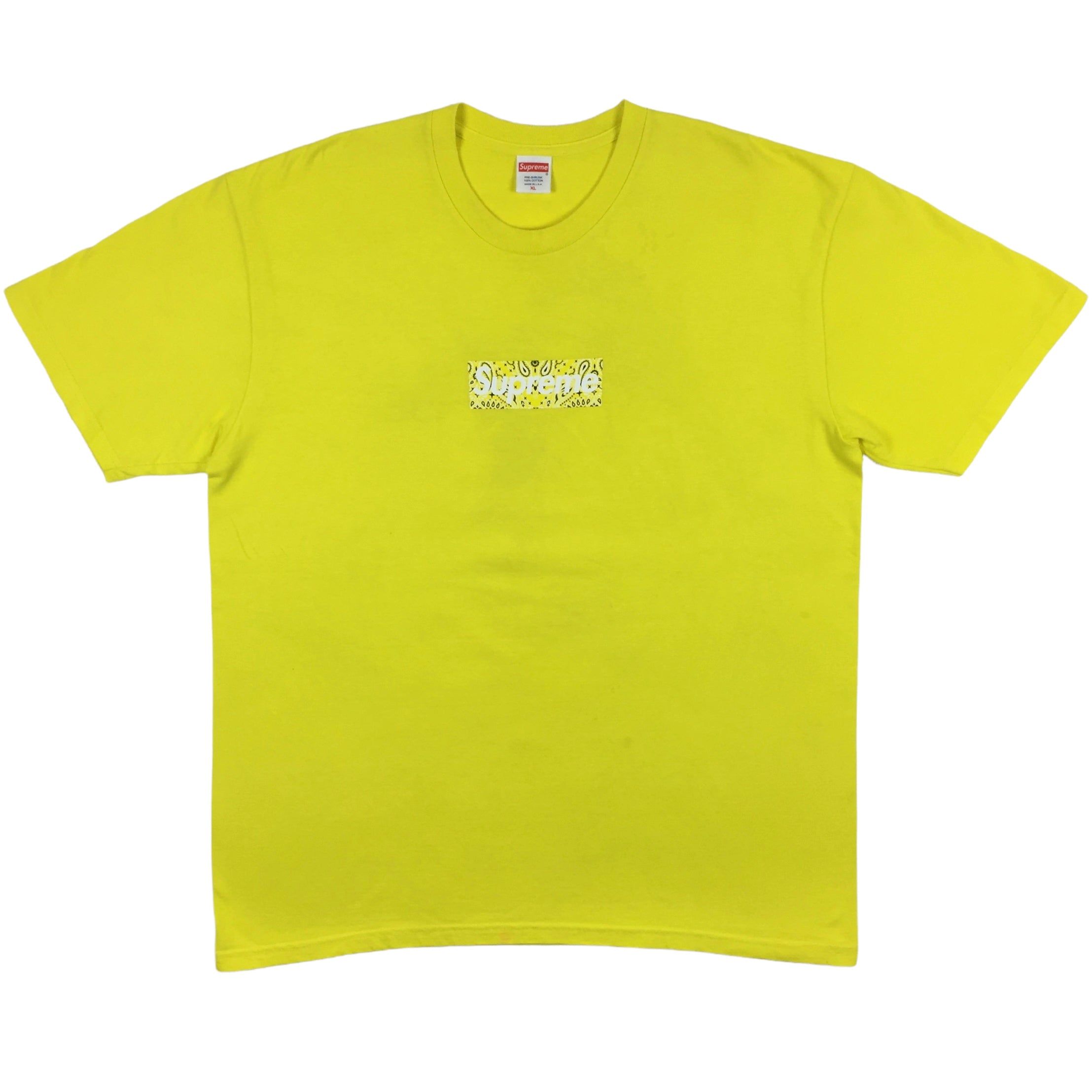 2019 Supreme Yellow Bandana Paisley Box Logo Tee