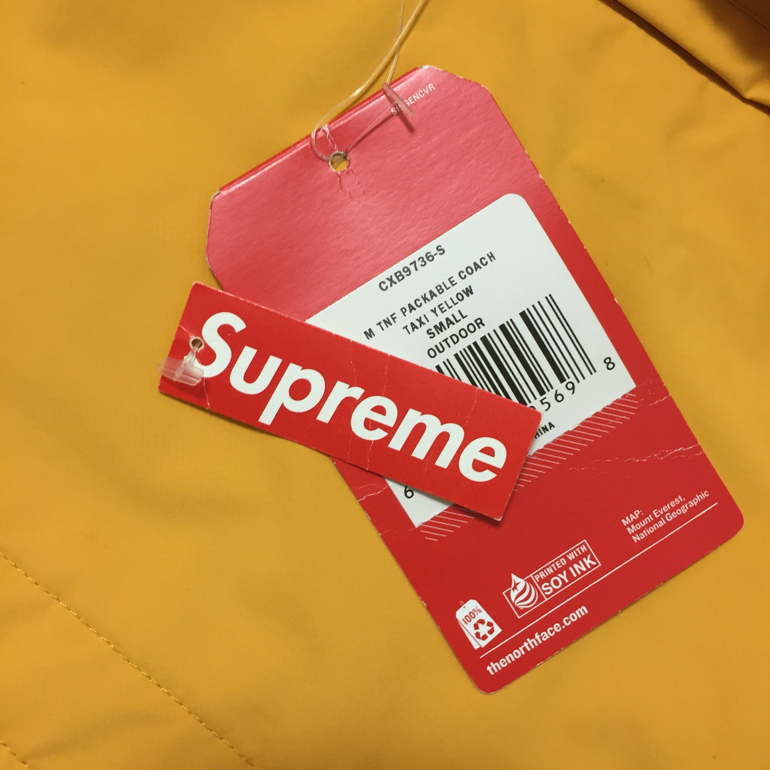 2015 Supreme x The North Face Packable Yellow Coach