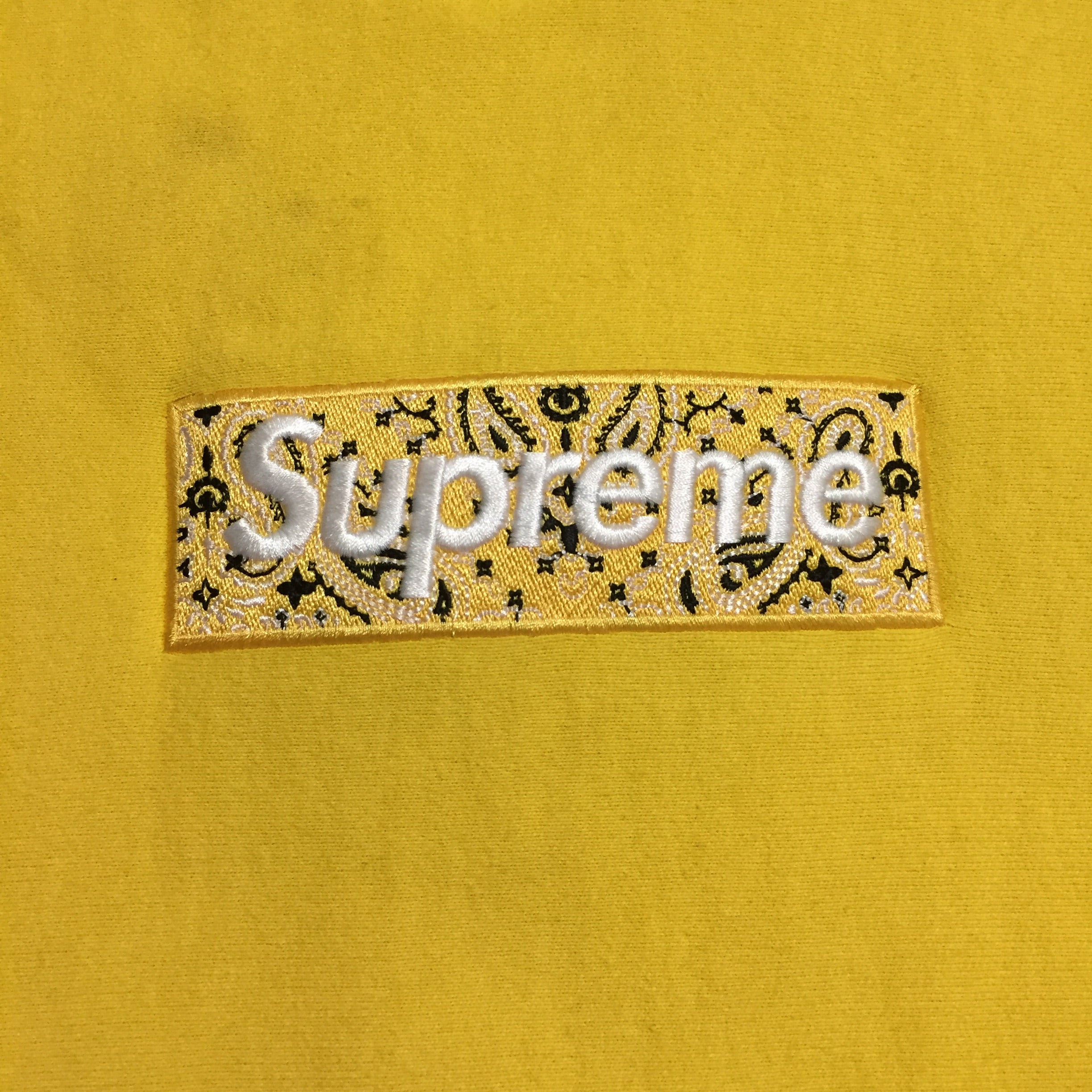 2019 Supreme Yellow Bandana Paisley Box Logo Hoodie