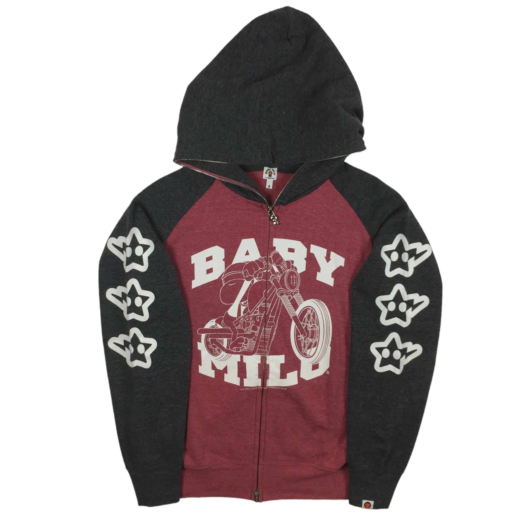 BAPE Baby Milo Red Grey Logo Hoodie