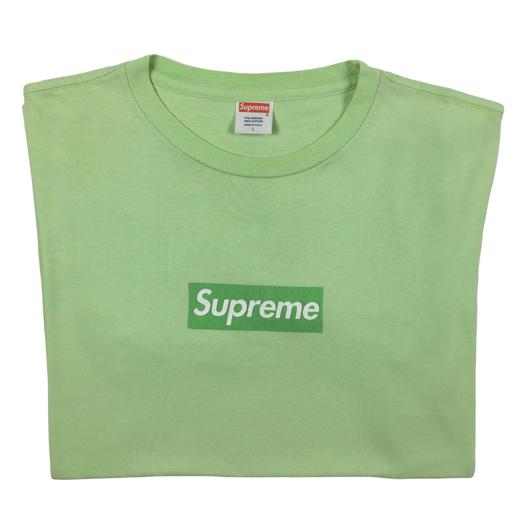 2007 Supreme Lime Green Box Logo Tee