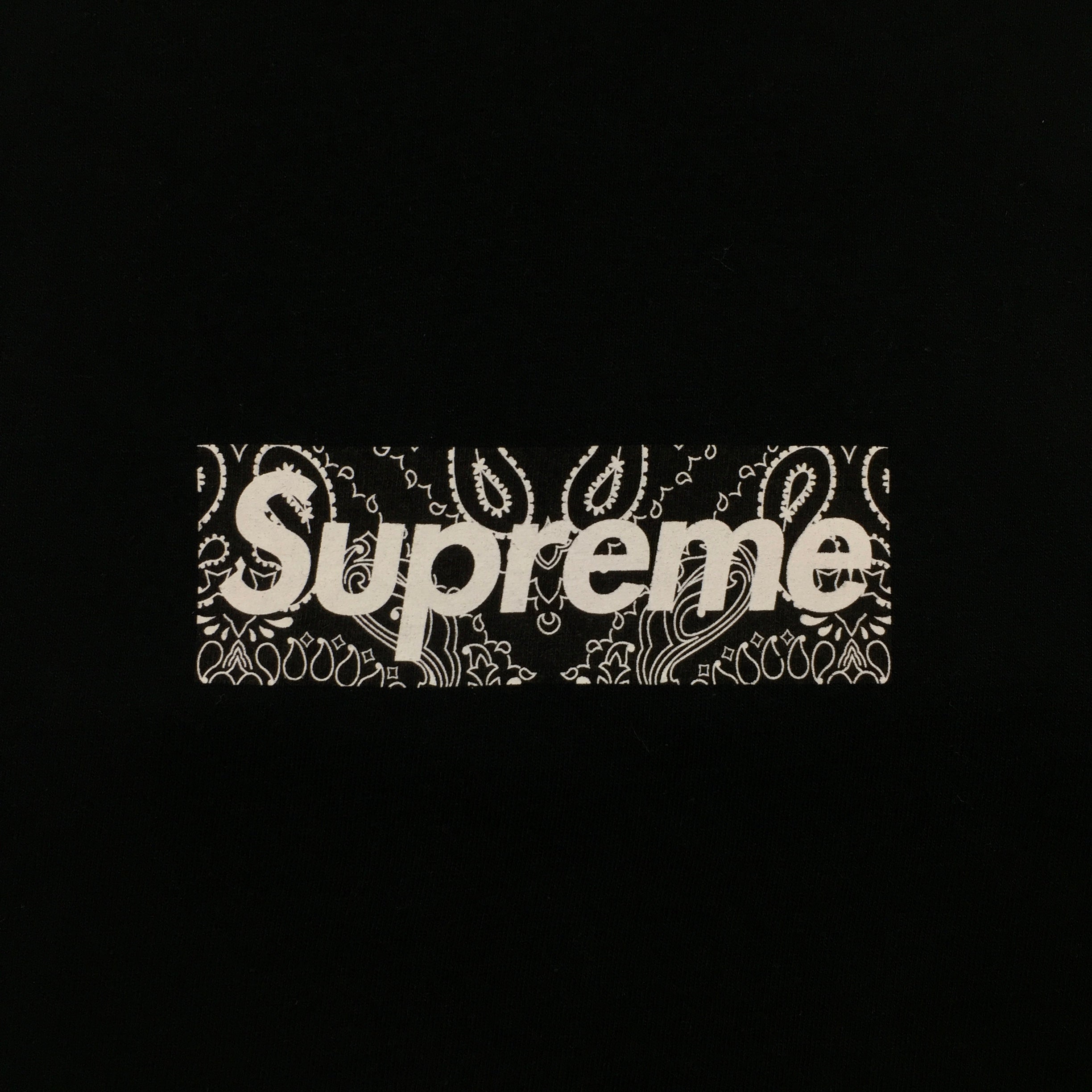 2019 Supreme Black Bandana Paisley Box Logo Tee