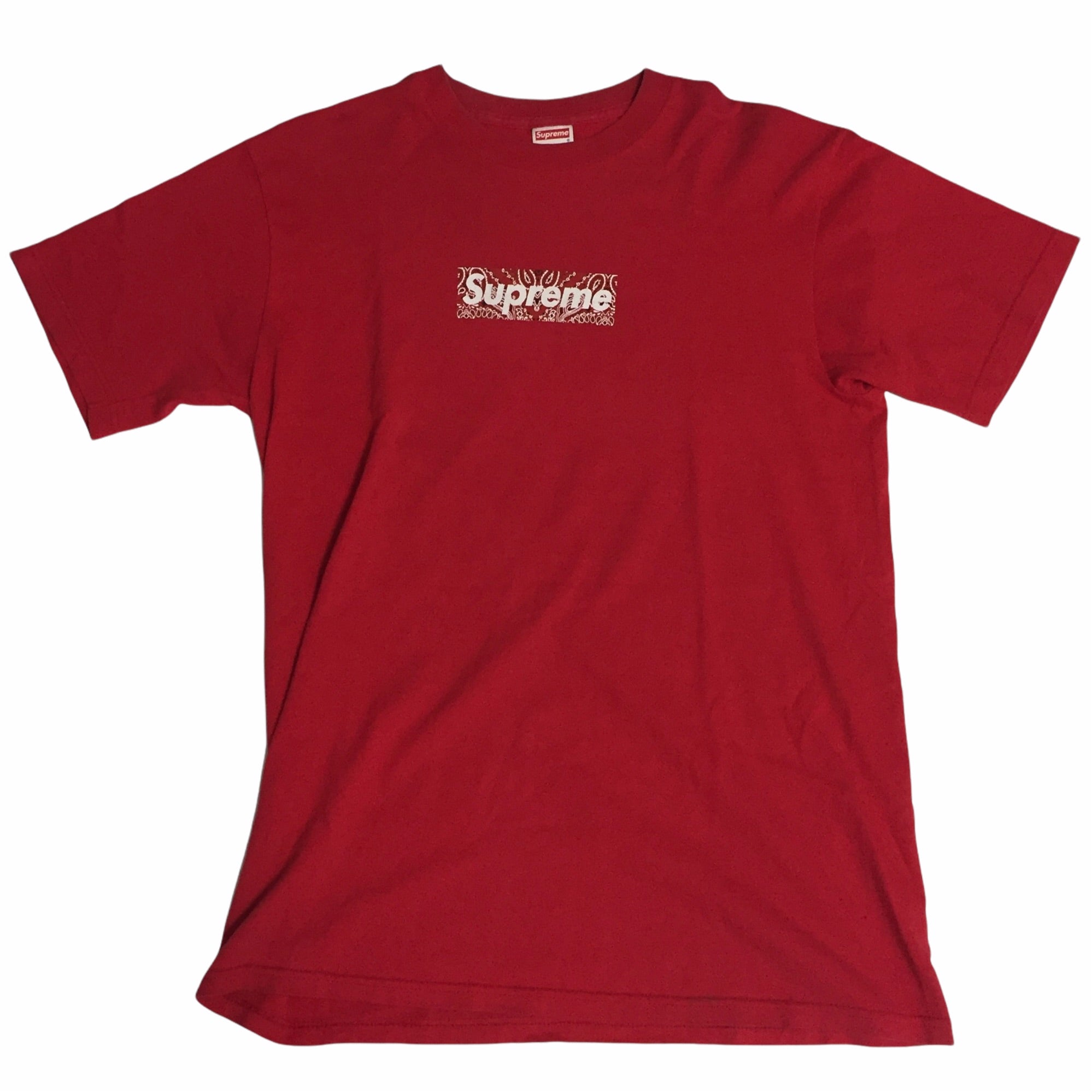 2001 Supreme Red Paisley Box Logo Tee