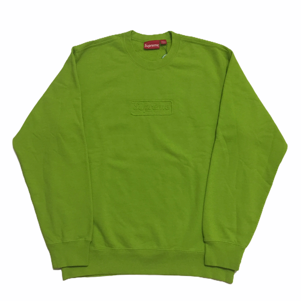 2020 Supreme Lime Green Cutout Logo Crewneck