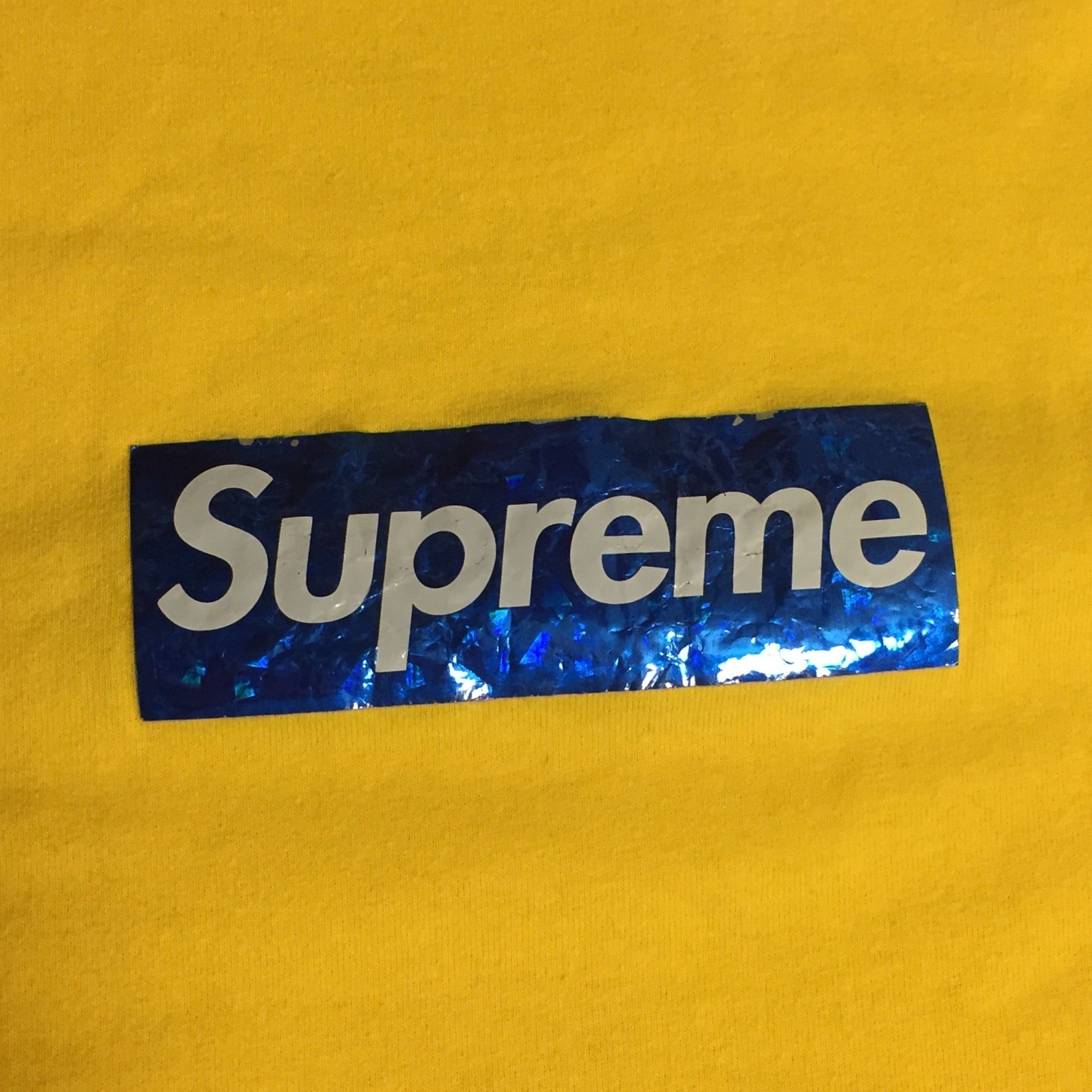 2006 Supreme Hologram Yellow Blue Box Logo Tee