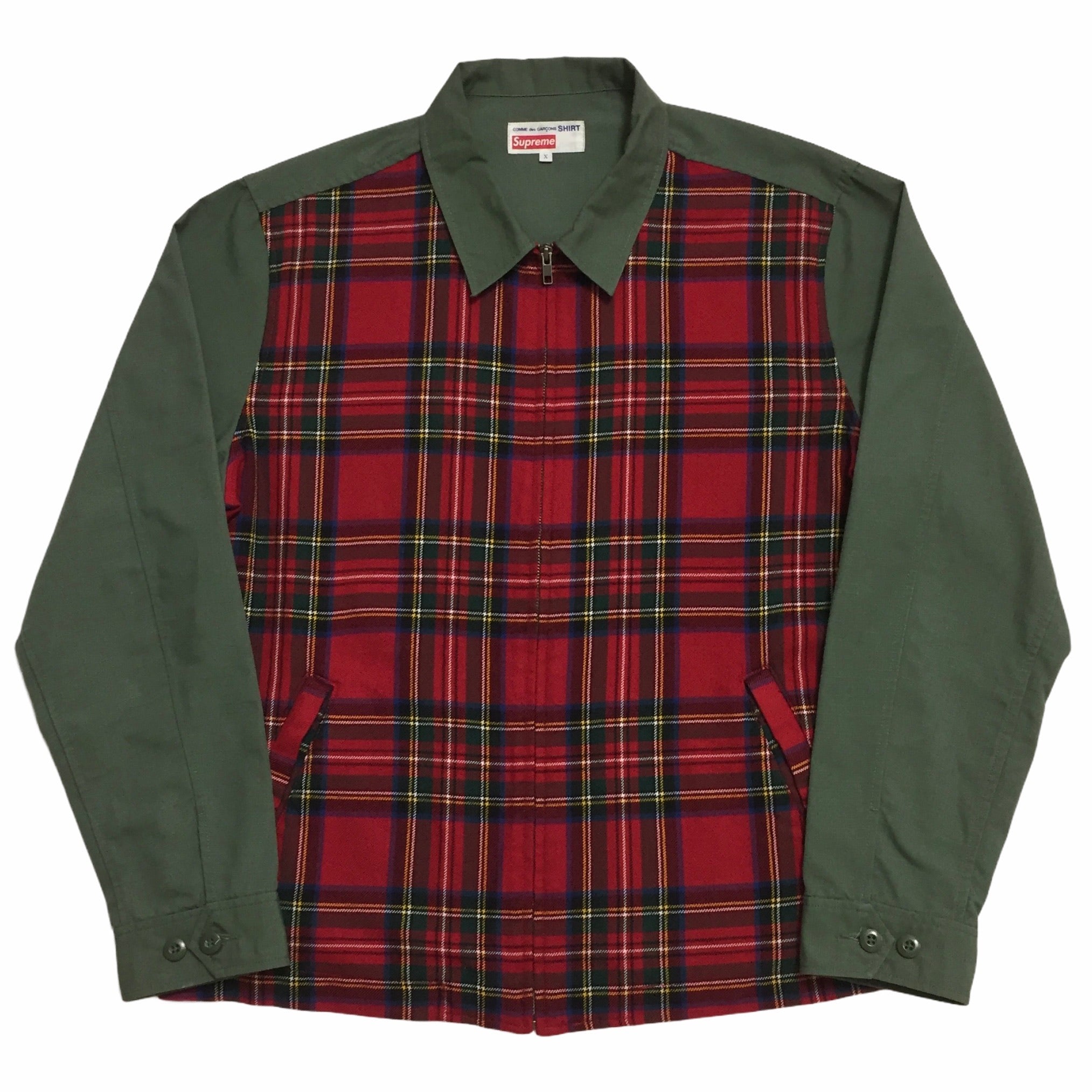 2015 Supreme x CDG Olive Red Plaid Vest