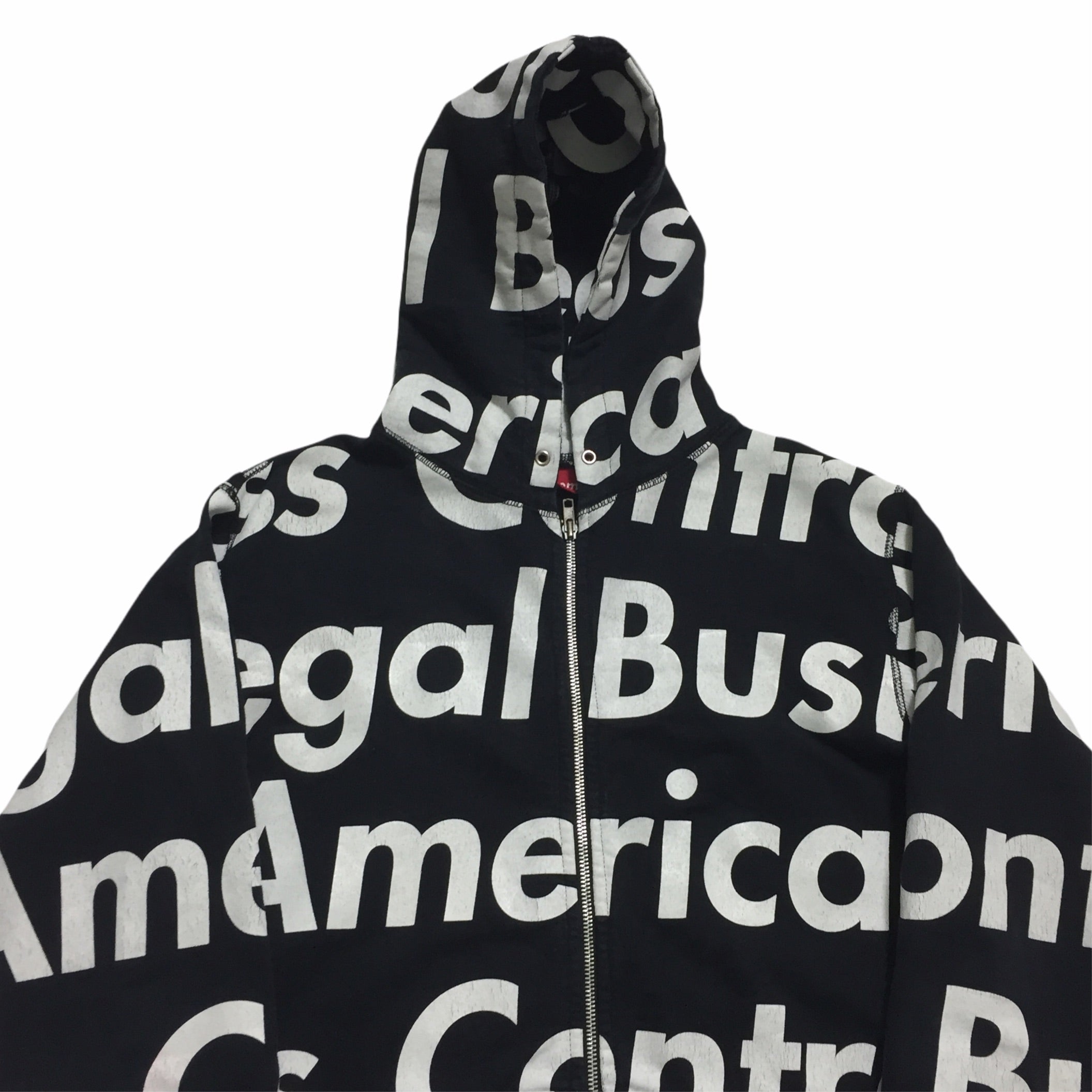 2007 Supreme Illegal Business Controls America Black Zip Up Hoodie