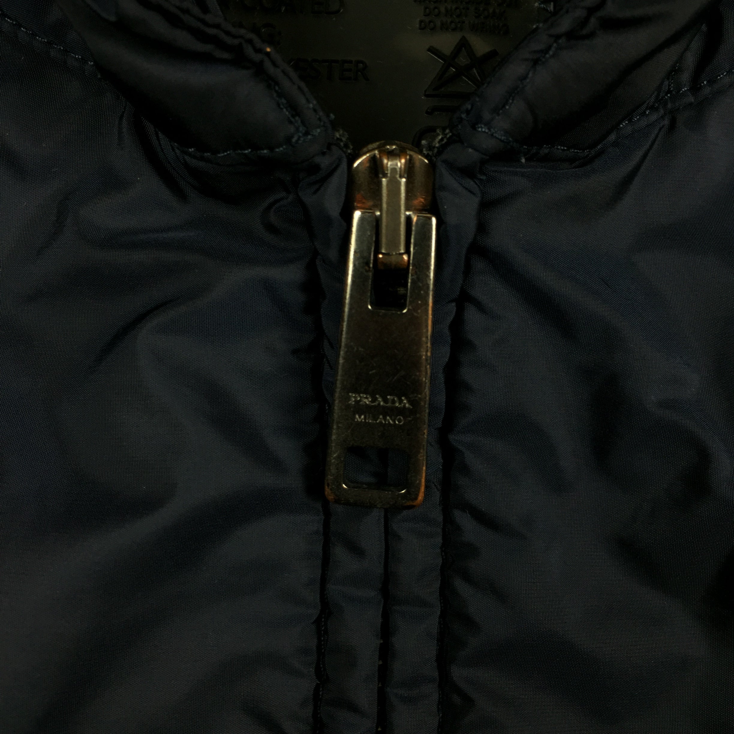 Prada Navy Nylon Padded Hooded Jacket