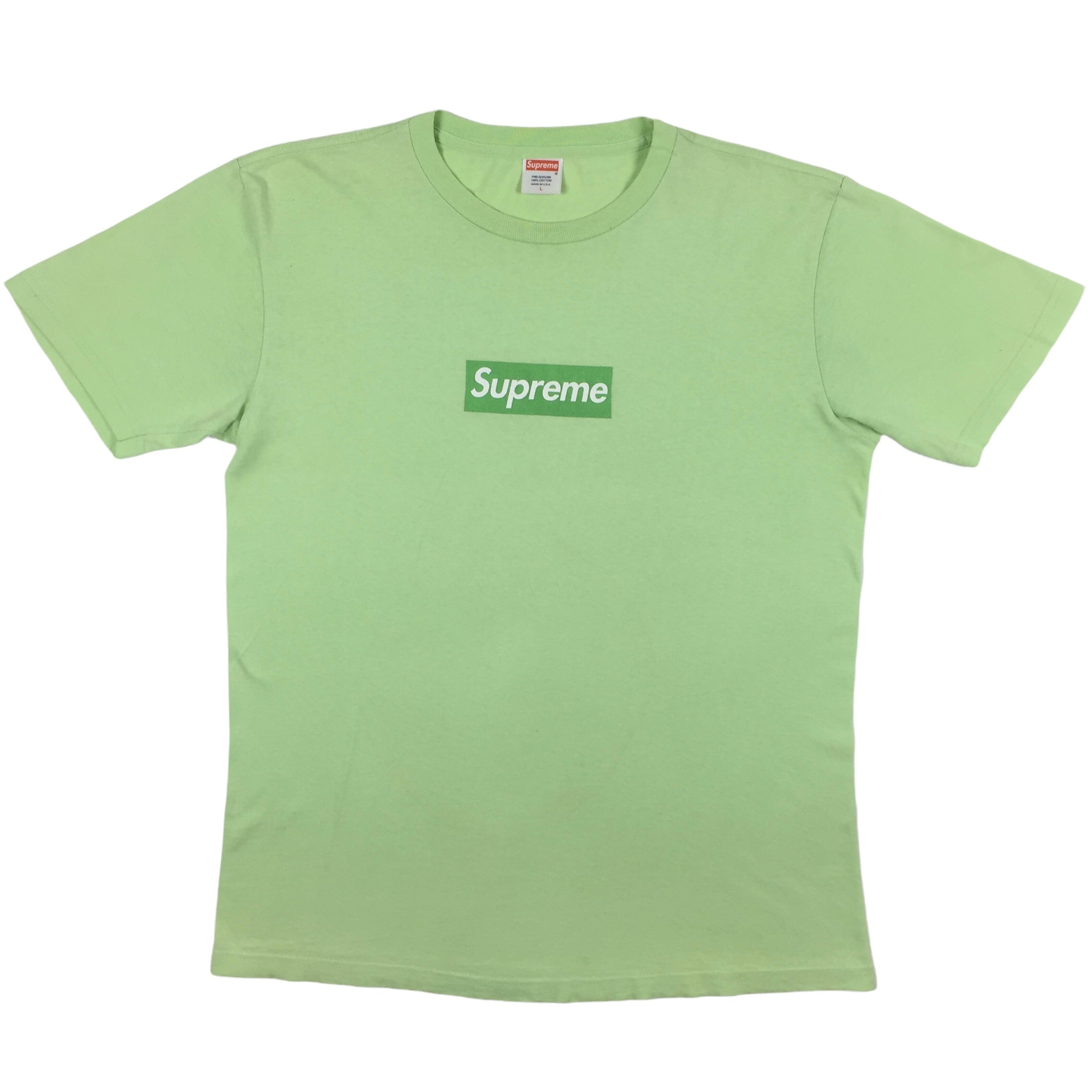 2007 Supreme Lime Green Box Logo Tee